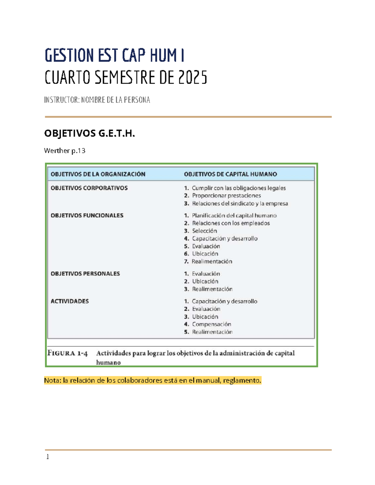 GESTION EST CAP HUM I - Apuntes sobre Recursos Humanos y Talento - Studocu