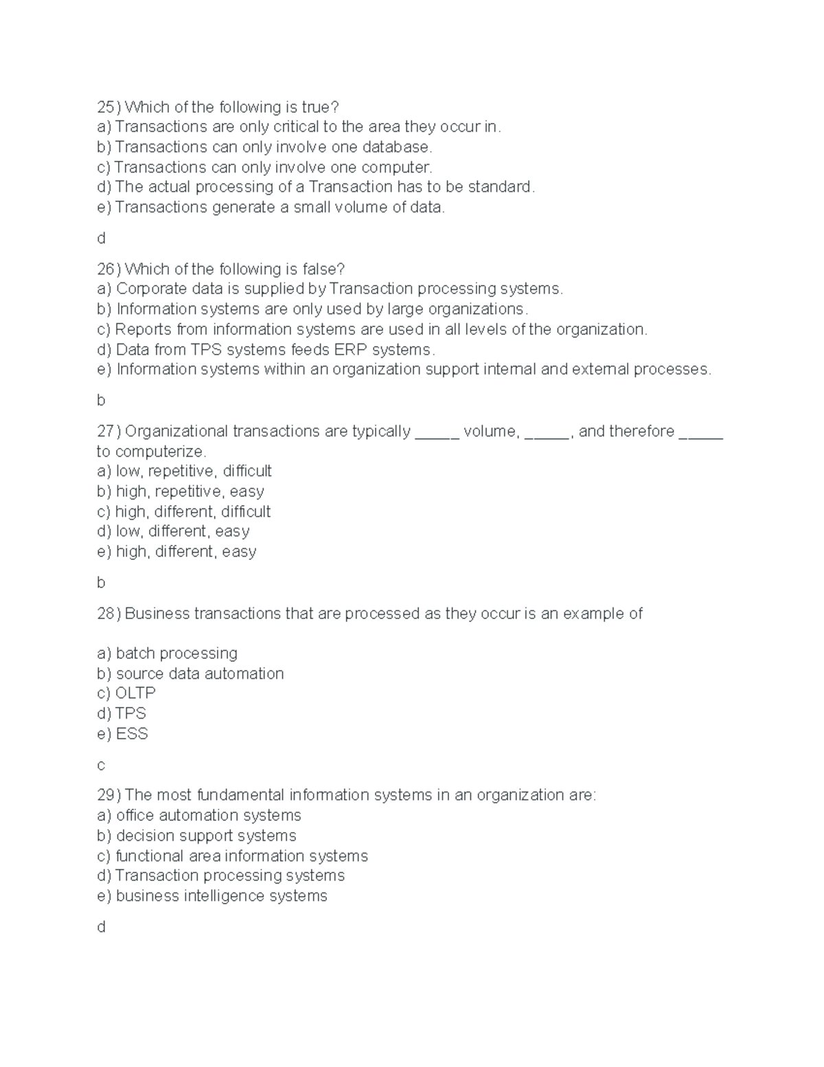 Chapter 8 - Transaction Processing Systems Practice Material - Studocu
