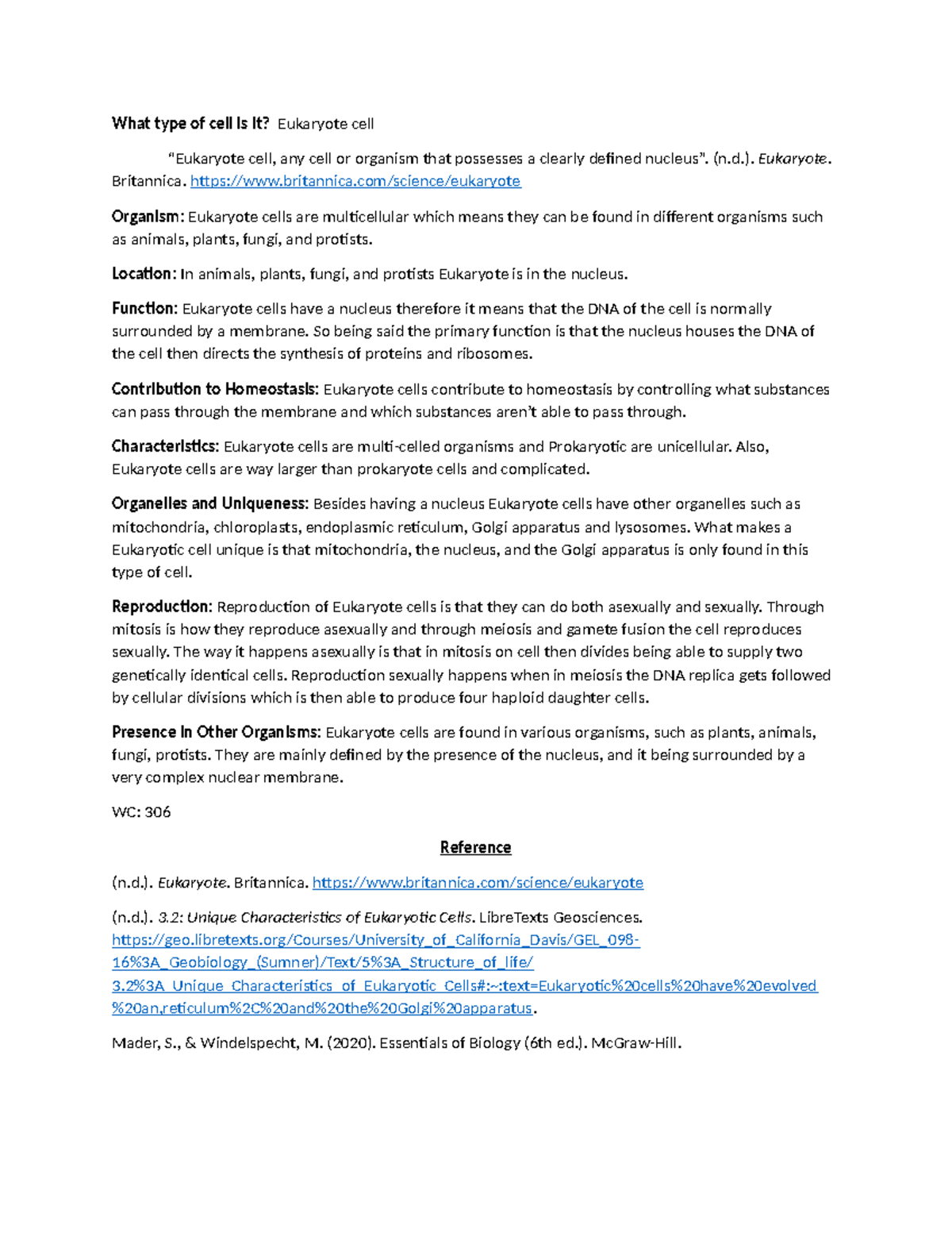 BIOL 101: Eukaryote Cells - Structure, Function, and Characteristics ...