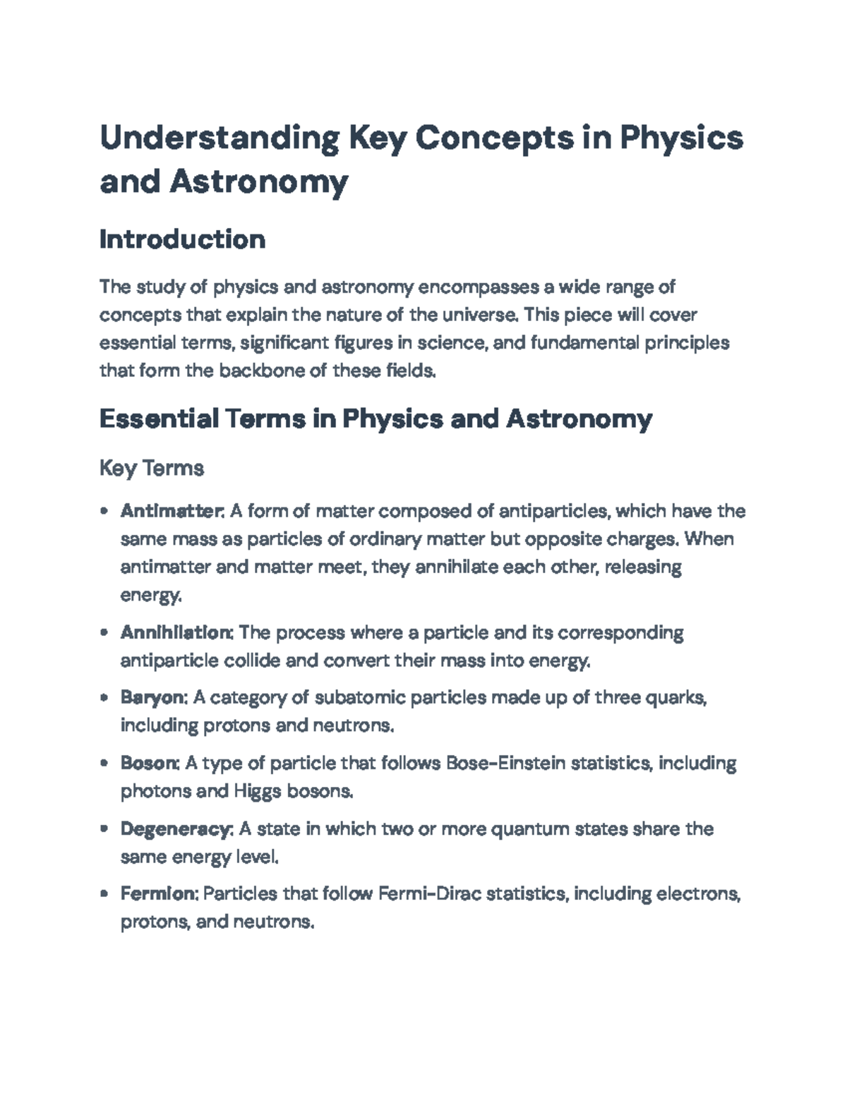 Key Concepts in Physics and Astronomy: Essential Terms & Principles ...