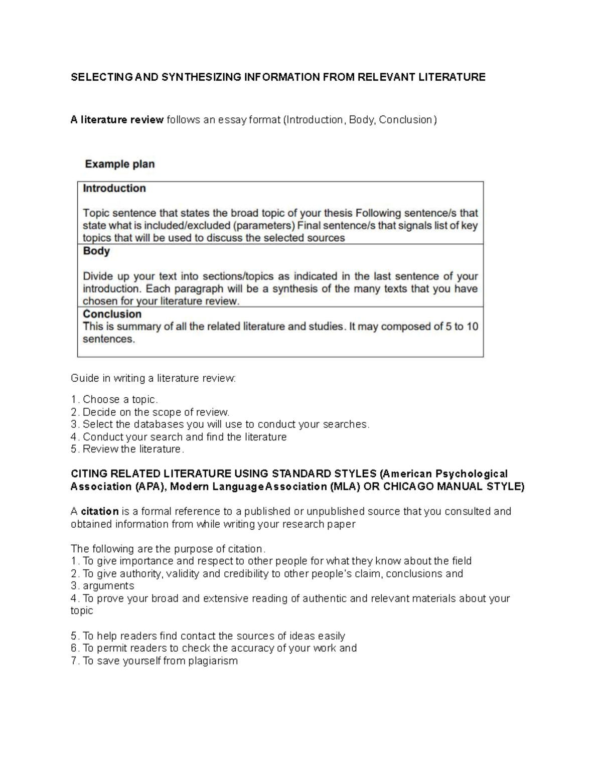 Practical Research I Summary: Literature Review and Citation Guide ...
