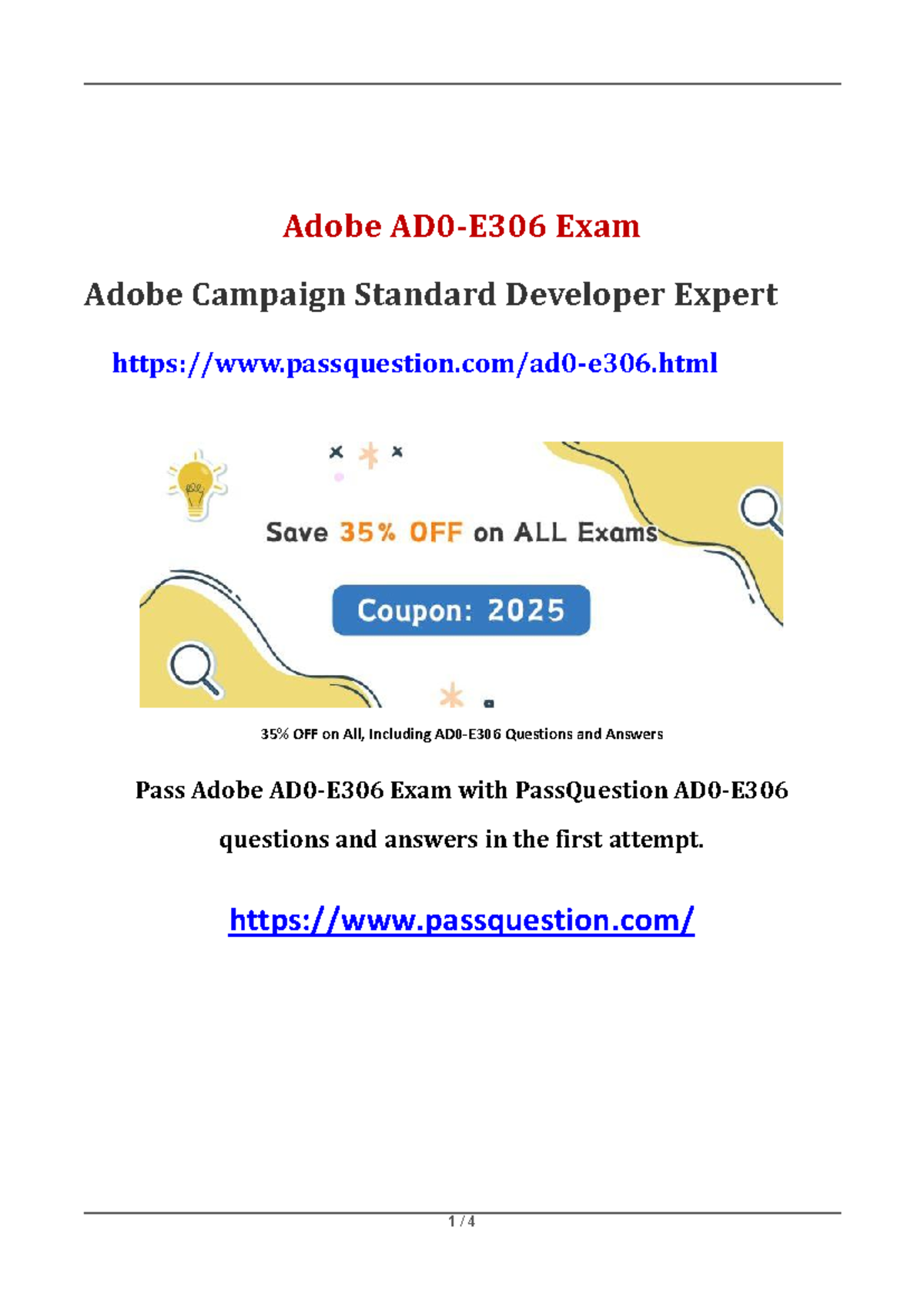 AD0-E306 Final Exam: Adobe Campaign Standard Developer Expert Q&A - Studocu