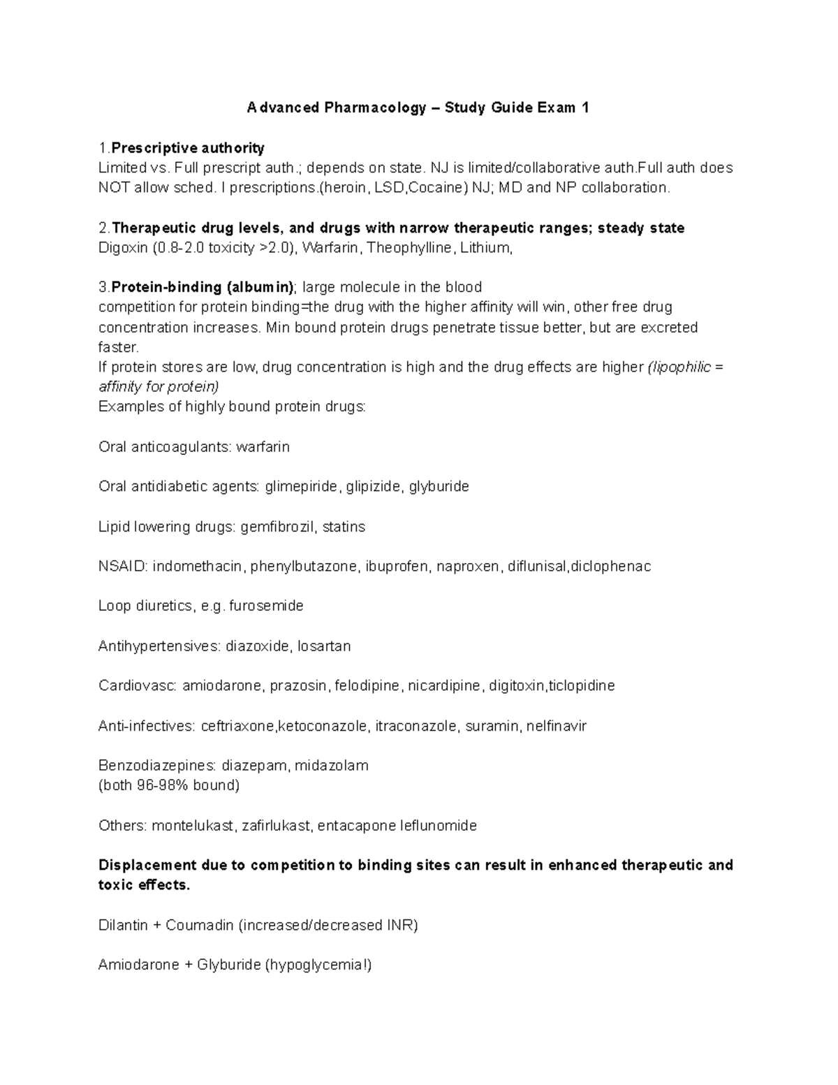 Advanced Pharmacology - Study Guide for Exam 1 (PHAR 300) - Studocu