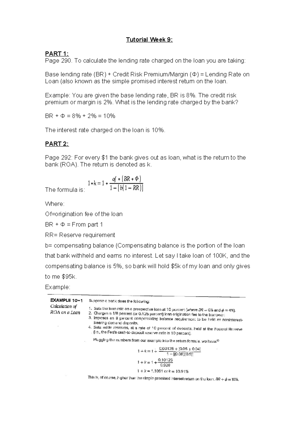 Week 9 Tutorial: Chapter 10 Part 1 Questions & Examples - Studocu
