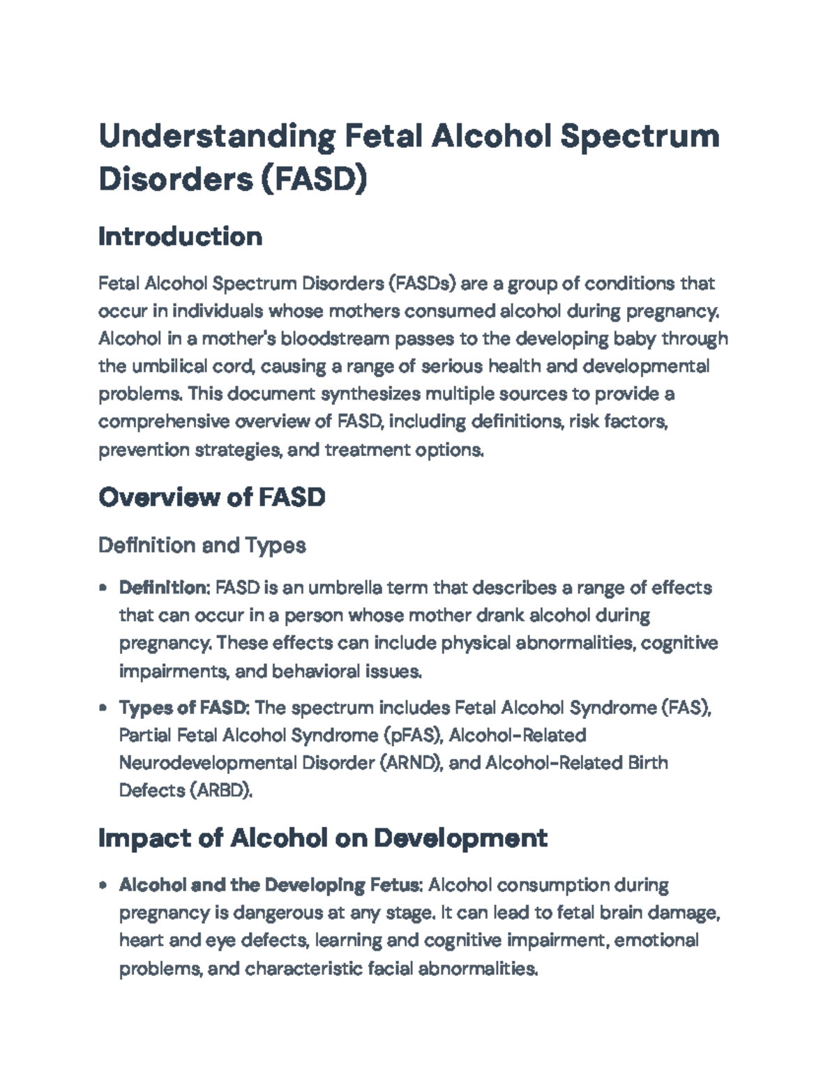 Understanding FASD: Causes, Prevention, and Support Strategies - Studocu