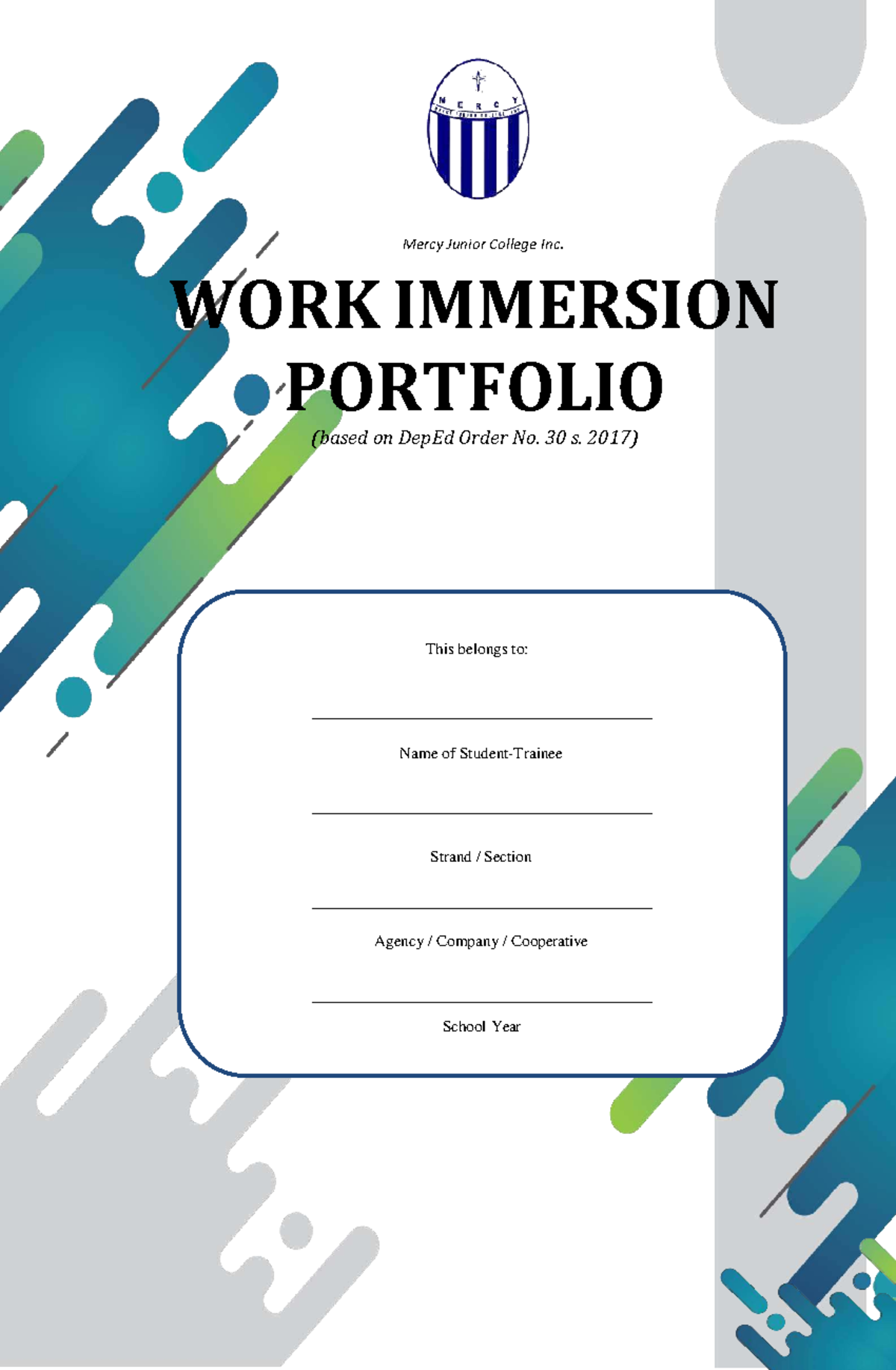 SHS Work Immersion Portfolio: Guidelines & Activities Based on DepEd ...