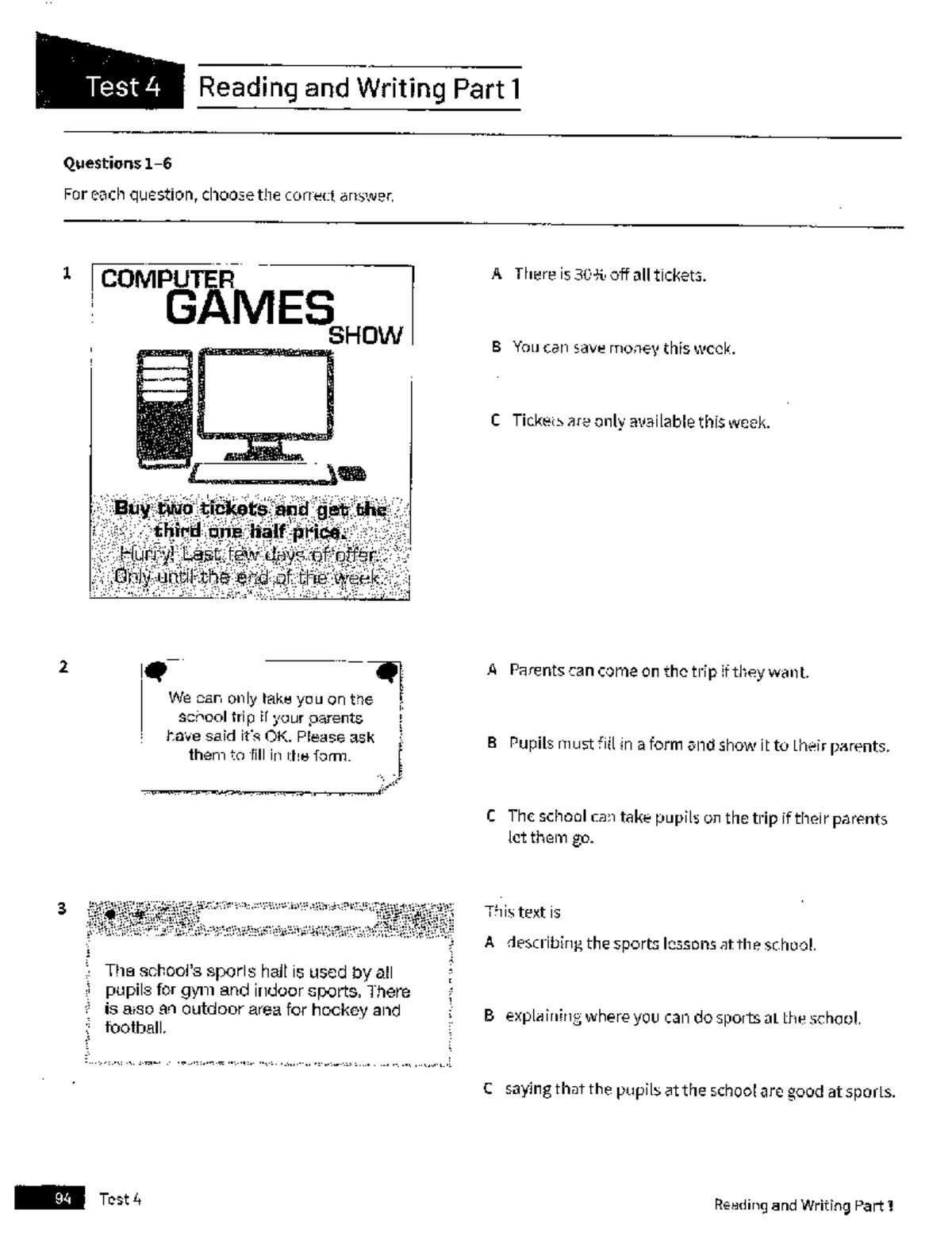Test 4 Reading and Writing Part 1-5 Questions and Answers - Studocu