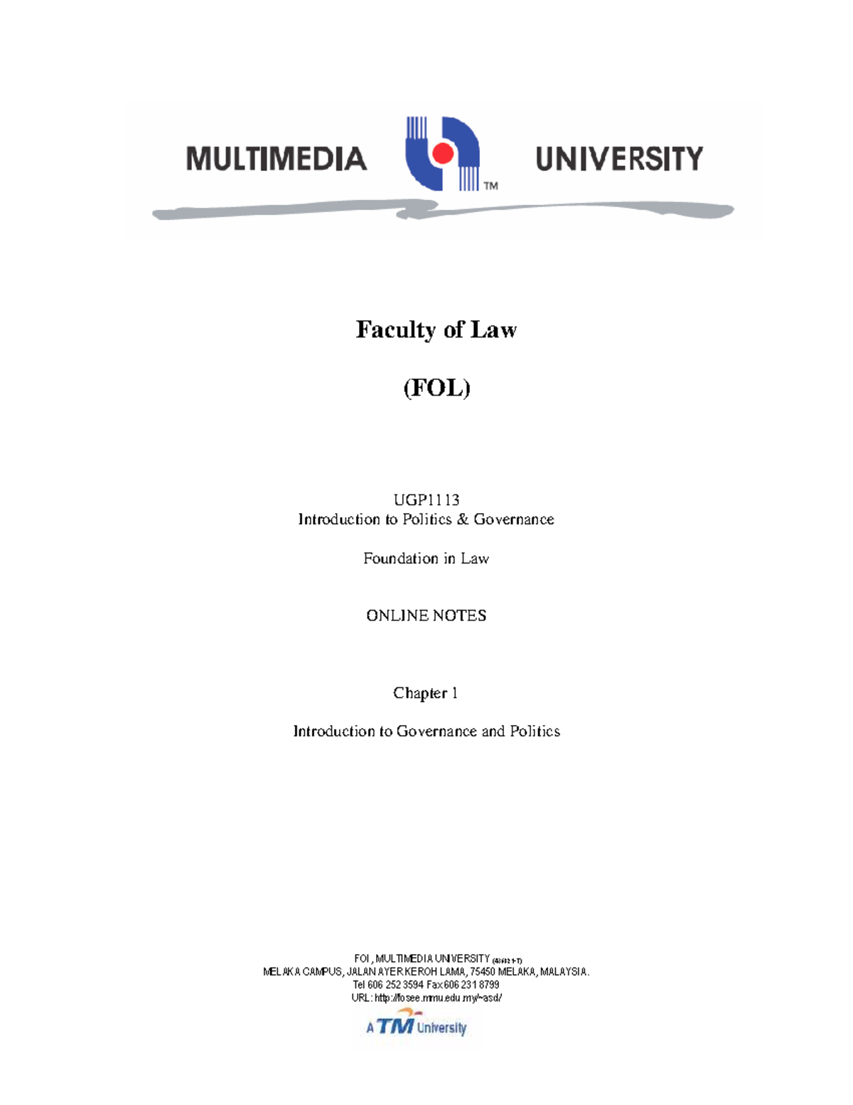 FOL PGP0022 Introduction to Politics Governance Chapter 1 Lecture Notes ...
