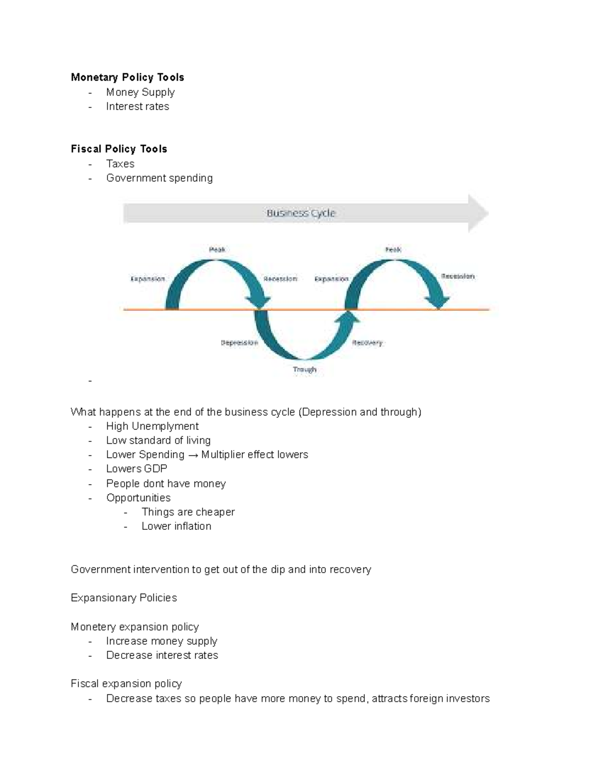 Monetary Policy and the Business Cycle: Tools and Effects (ECO 101 ...