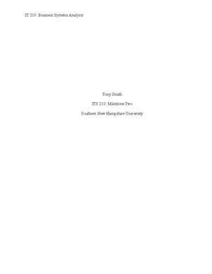 IT-210 Milestone One: Business Systems Analysis Introduction and ...