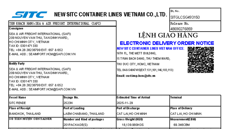 EDO - SITGLCSG493150 - Electronic Delivery Order Notice - Studocu