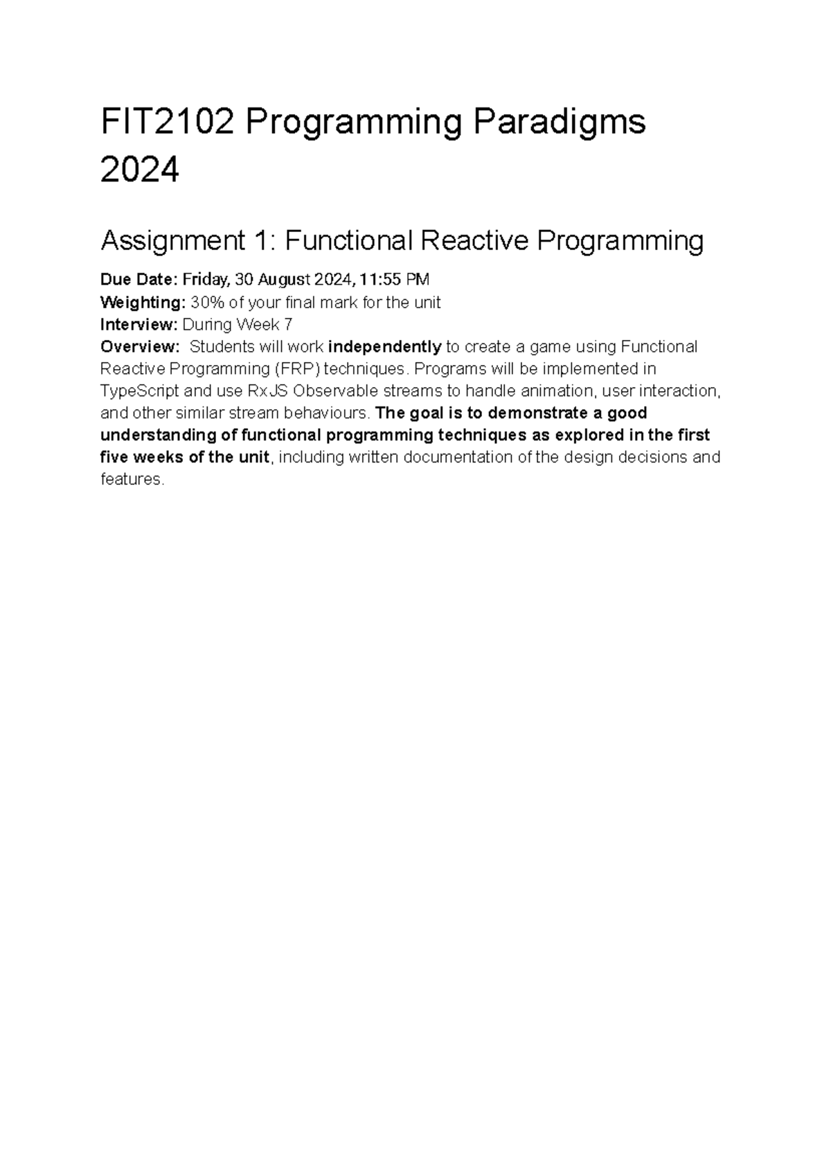 FIT2102 2024 S2 Assignment 1: Functional Reactive Programming Guide ...