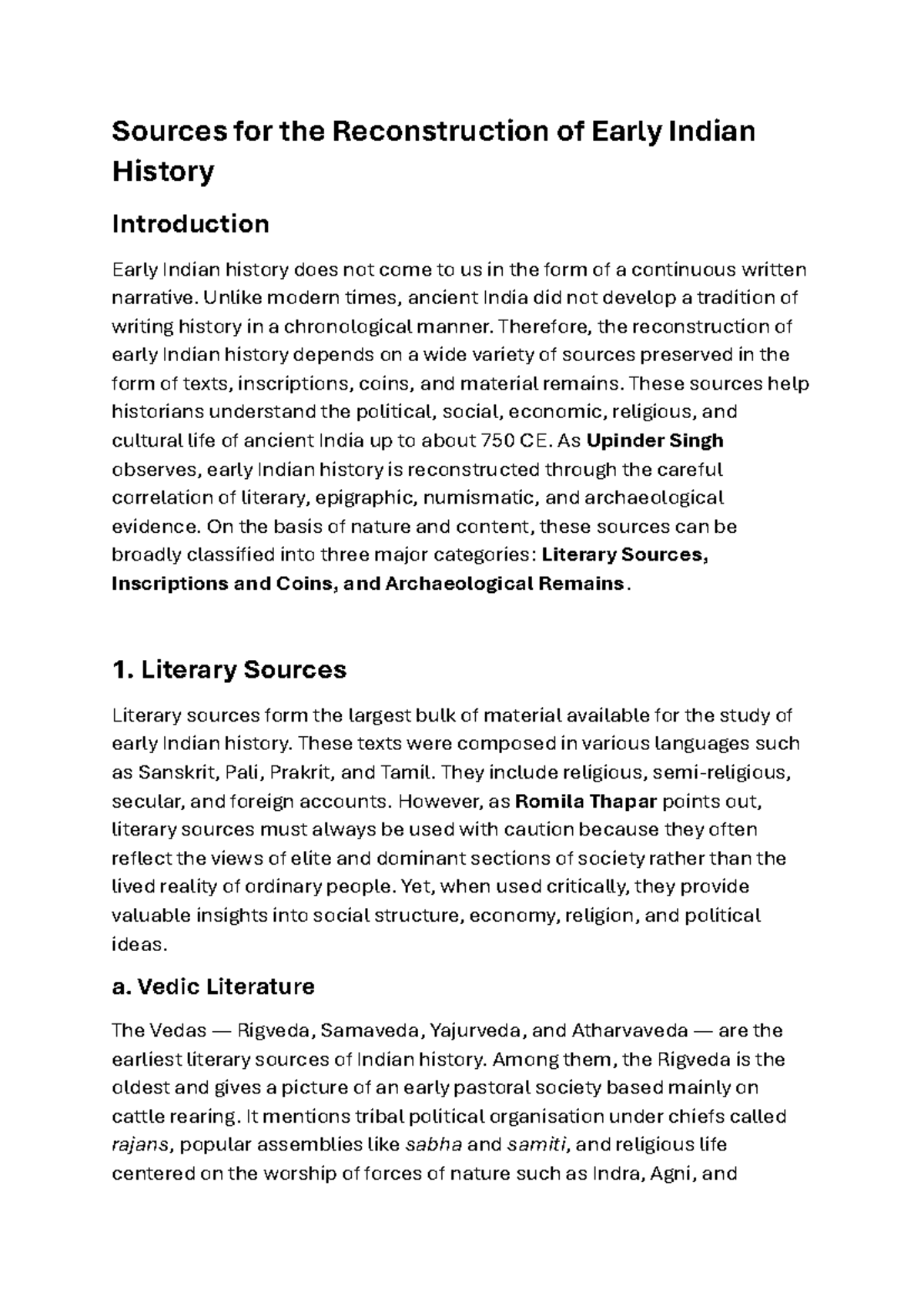 Sources for Reconstructing Early Indian History: A Comprehensive ...