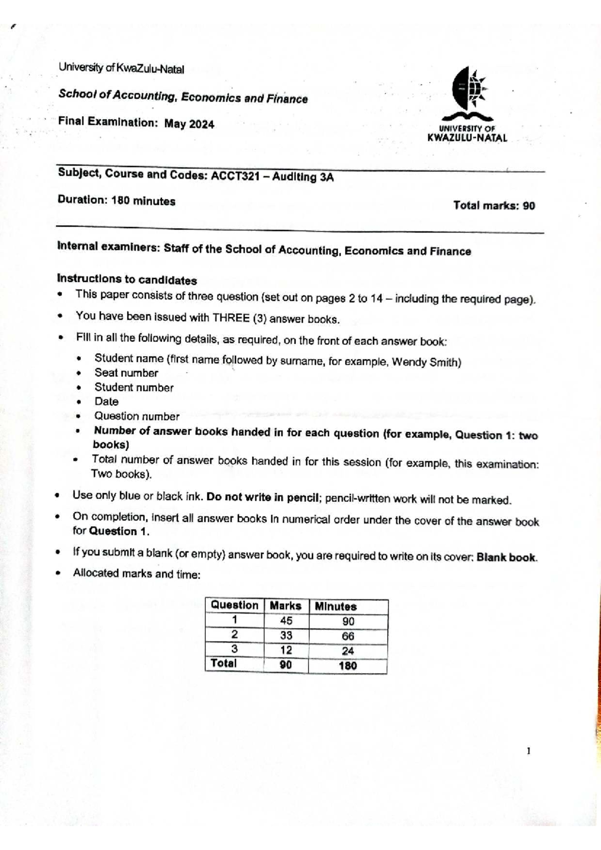 ACCT321 Final Exam: Auditing Practice Questions & Guidelines - May 2024 ...