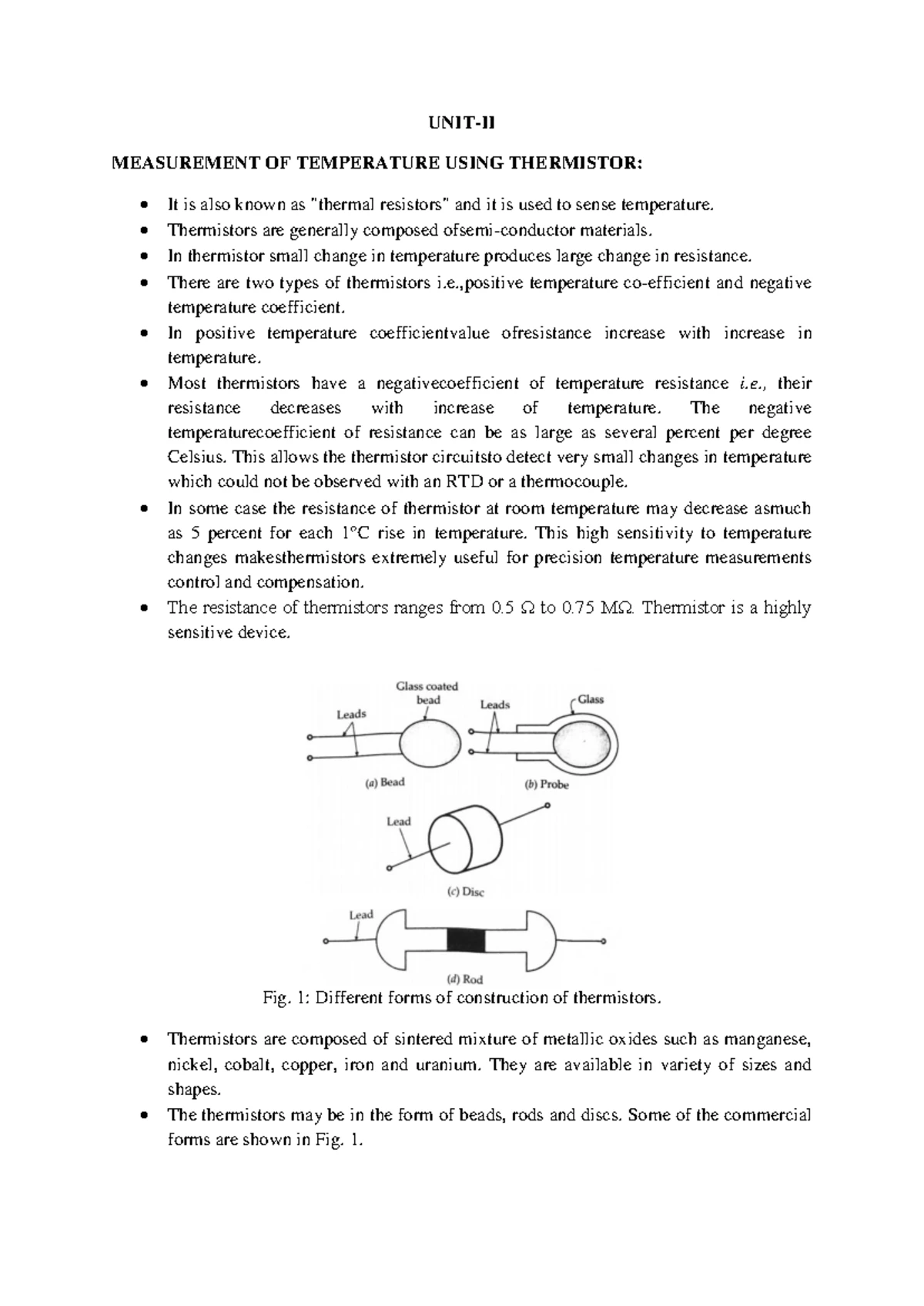 UNIT I - Sensor and Transducer Notes (ENG 101) - Studocu