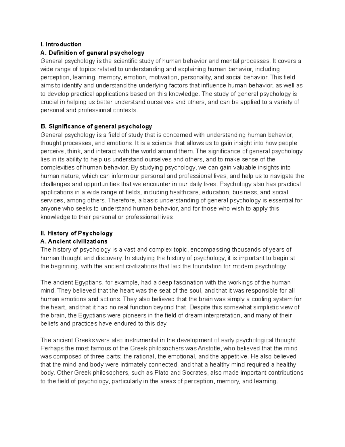 PSY-150 General Psychology: Comprehensive Study Notes on Key Concepts ...