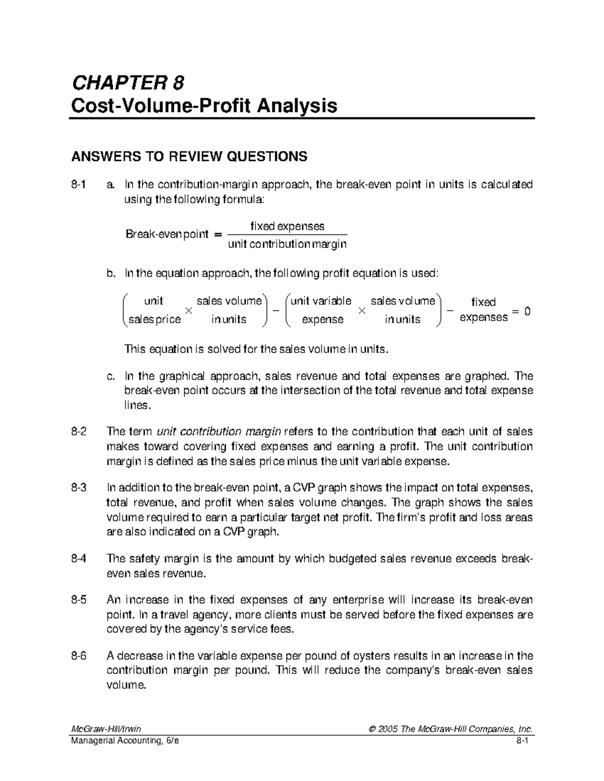 Managerial Accounting 78718230: Chapter 8 Solution Overview - Studocu