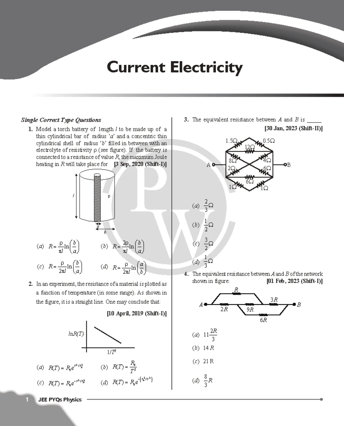 Moving Charges and Magnetism JEE PYQs Practice Sheet - Studocu