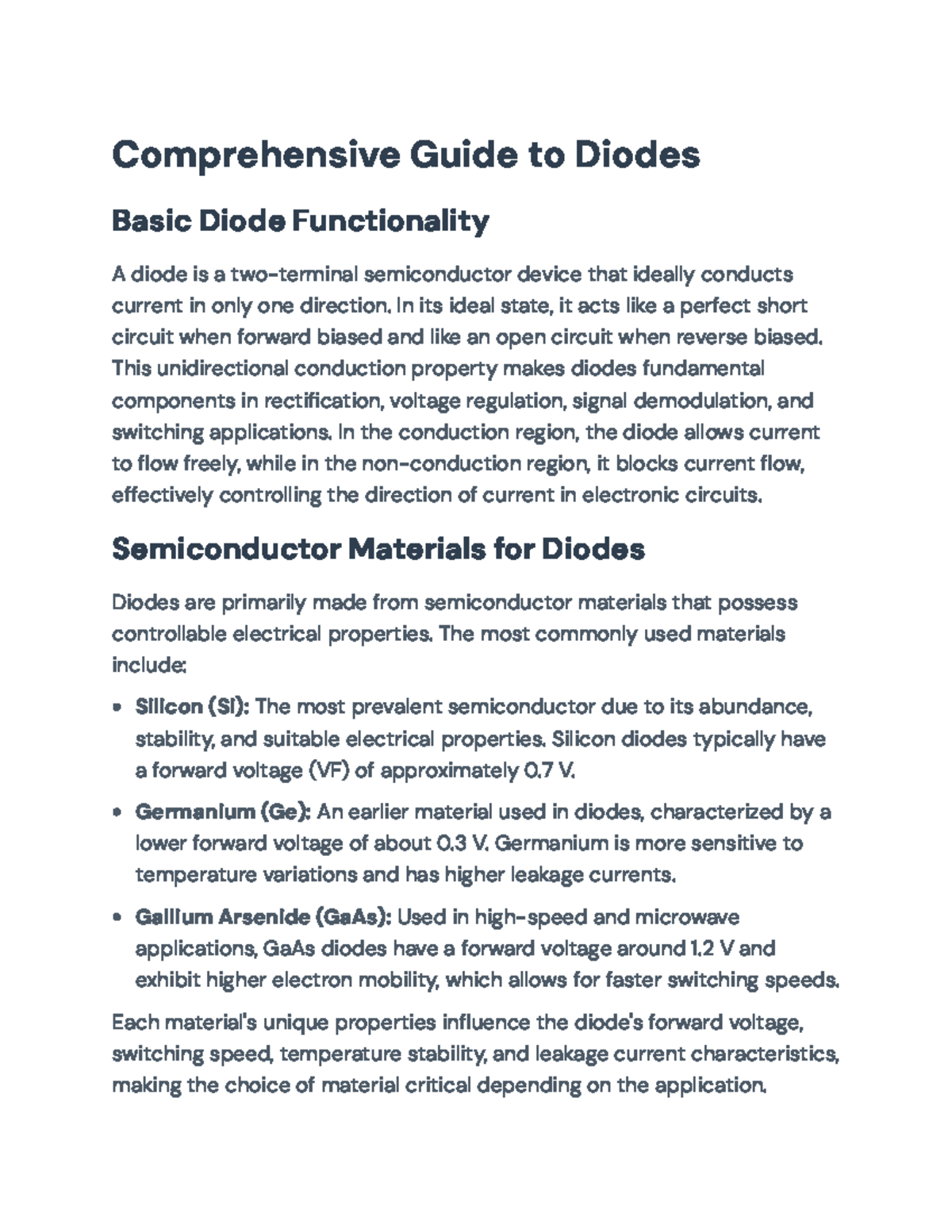 Comprehensive Guide to Diode Operation and Characteristics (EE 101 ...