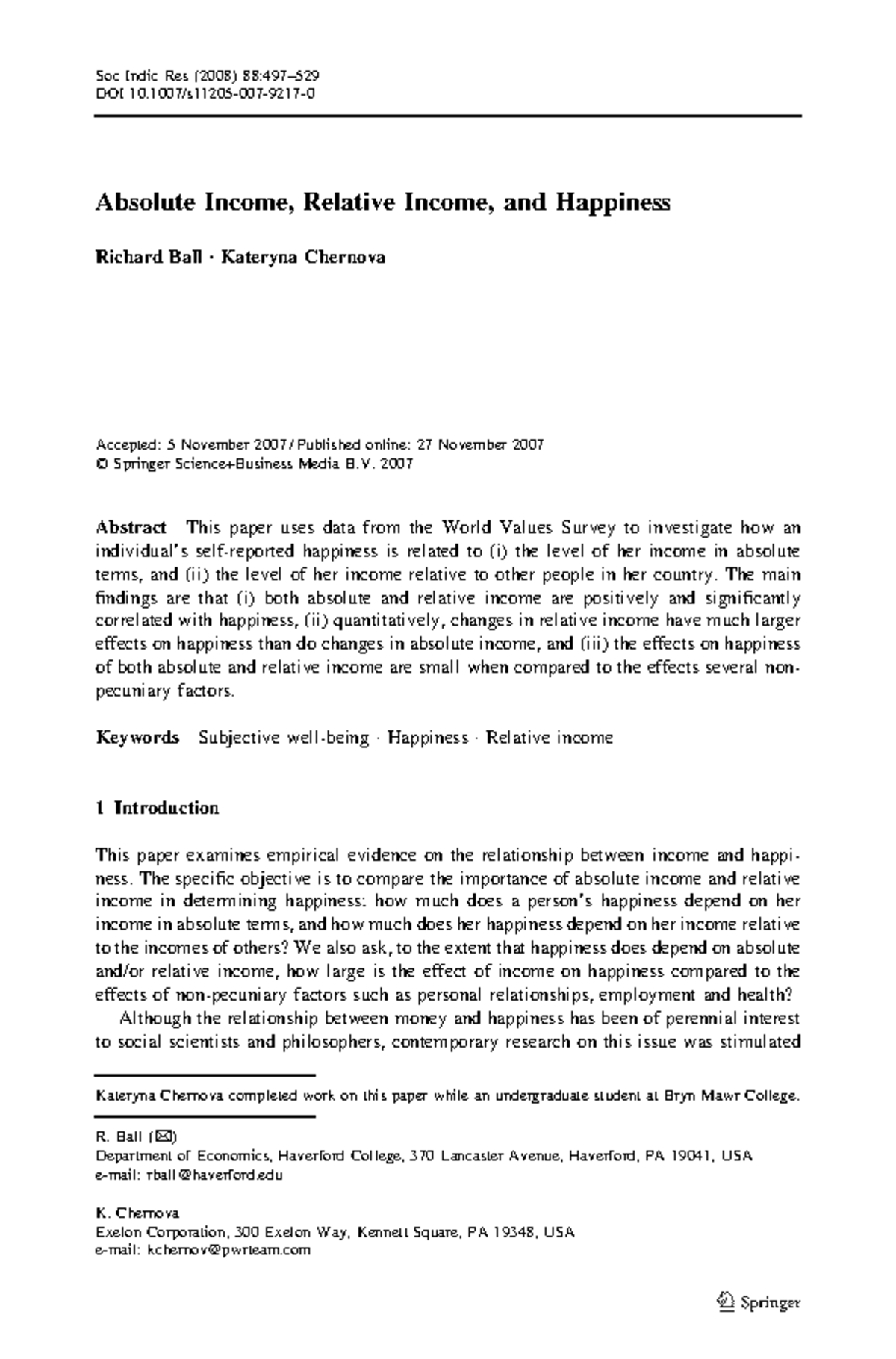 Final Exam Notes: Absolute & Relative Income Impact on Happiness ...