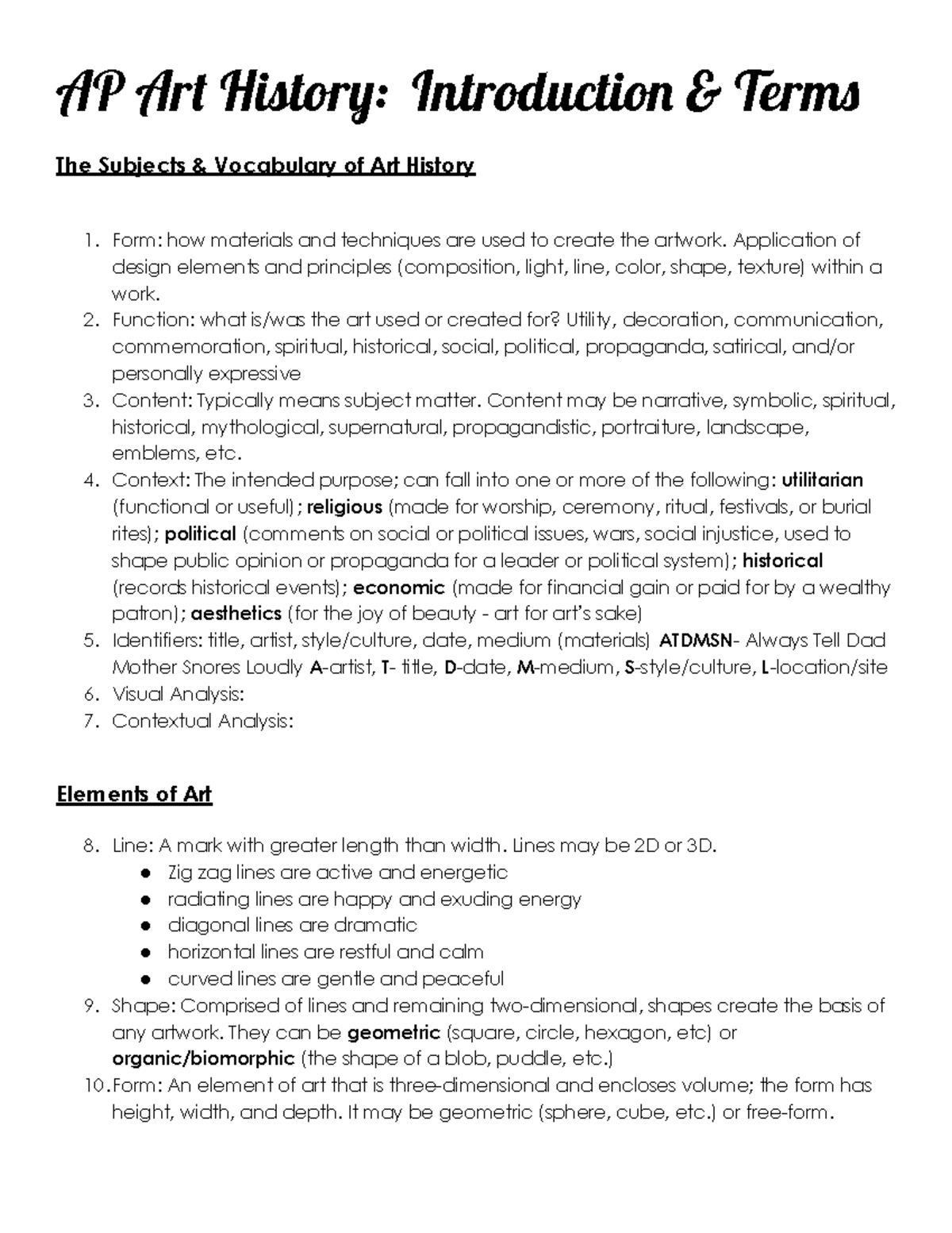 APAH-Unit 1: Intro to Key Terms in Art History Concepts - Studocu
