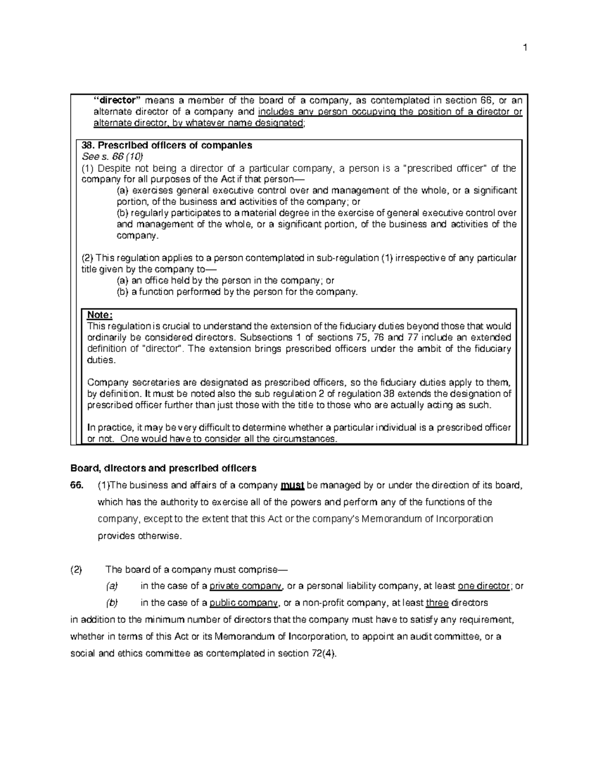 Directors and Prescribed Officers: Key Regulations and Duties (1) - Studocu