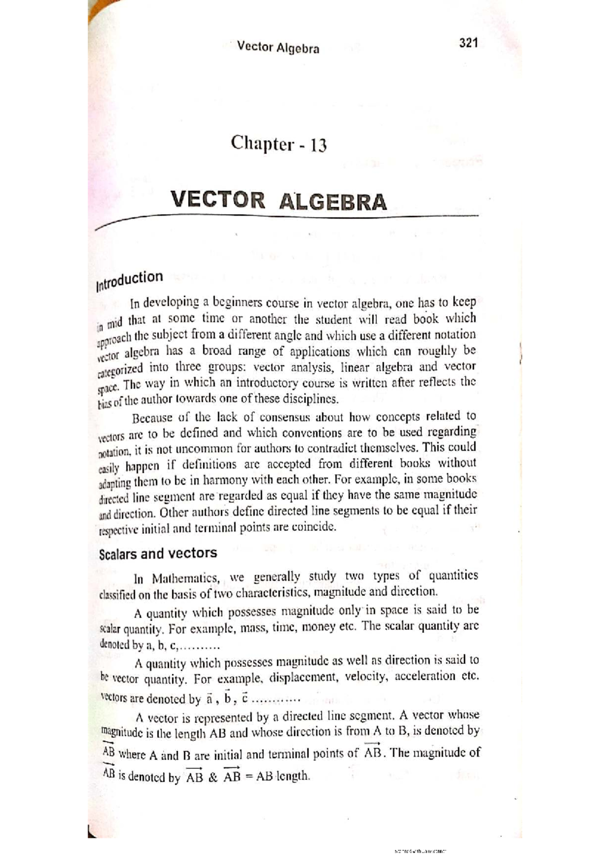 Vector Algebra 321 Chapter 13: Introduction to Vectors and Their ...