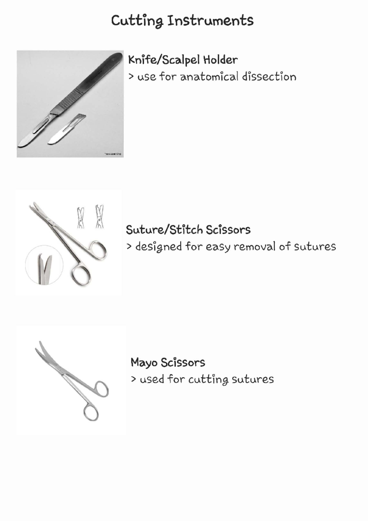 Surgical Instruments Overview for Dissection (Surg 250722) - Studocu
