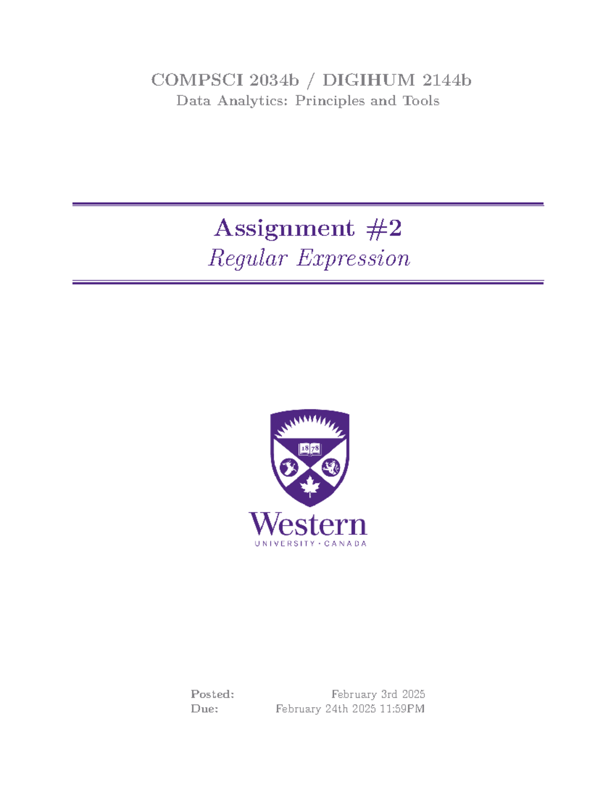 Assignment 2 Regular Expressions v2 - COMPSCI 2034b / DIGIHUM 2144b ...