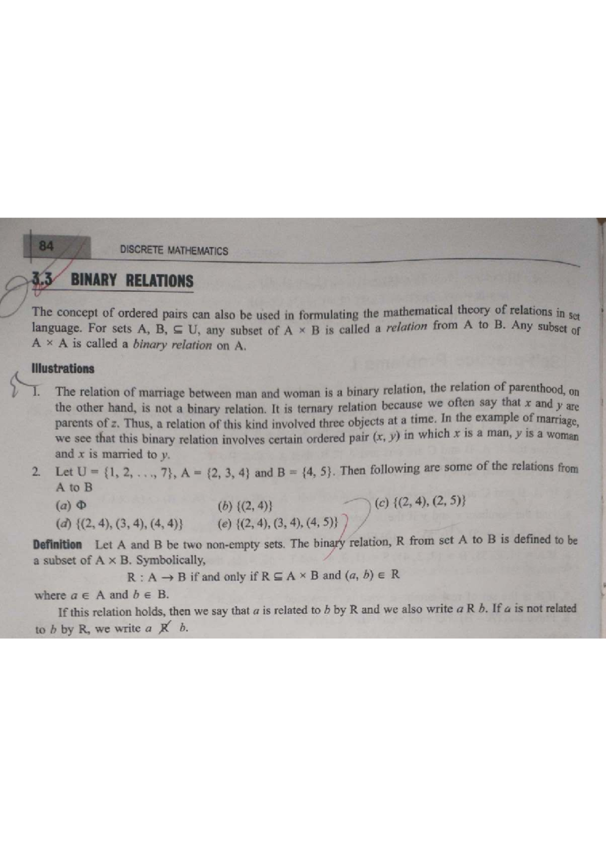 84 DISCRETE MATHEMATICS 3.3 BINARY RELATIONS AND FUNCTIONS - Studocu