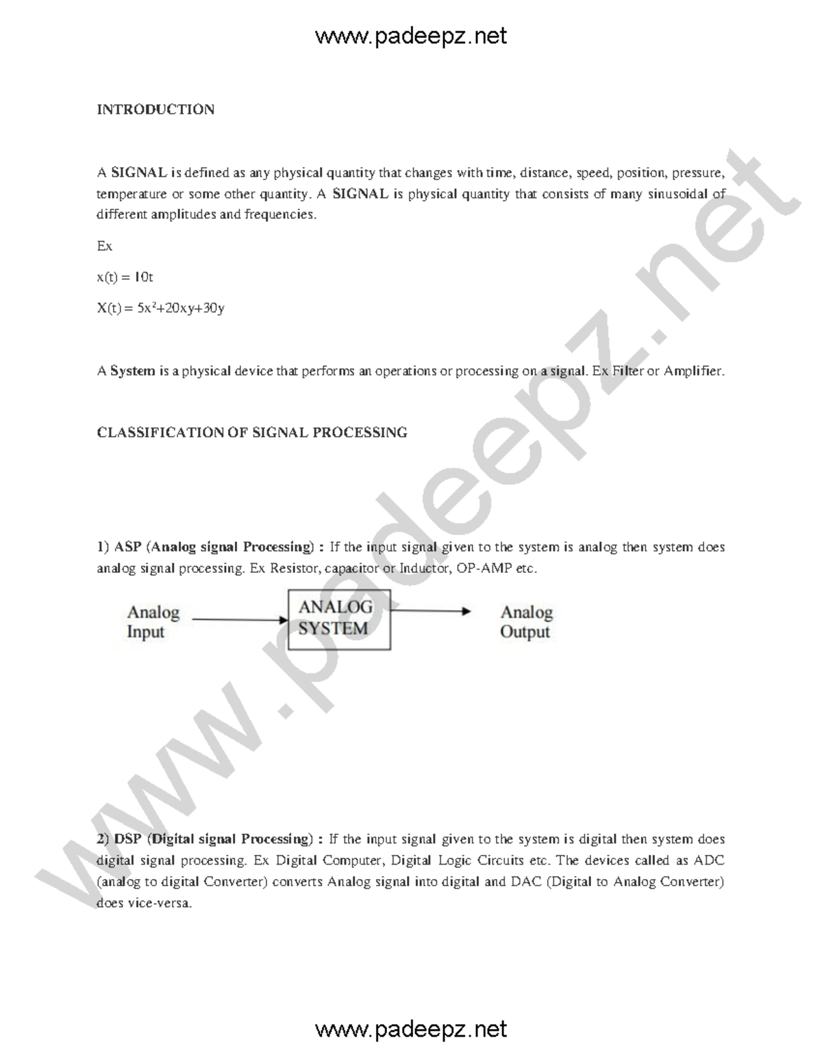 Ee8591 Notes - Digital Signal processing - INTRODUCTION A SIGNAL is ...