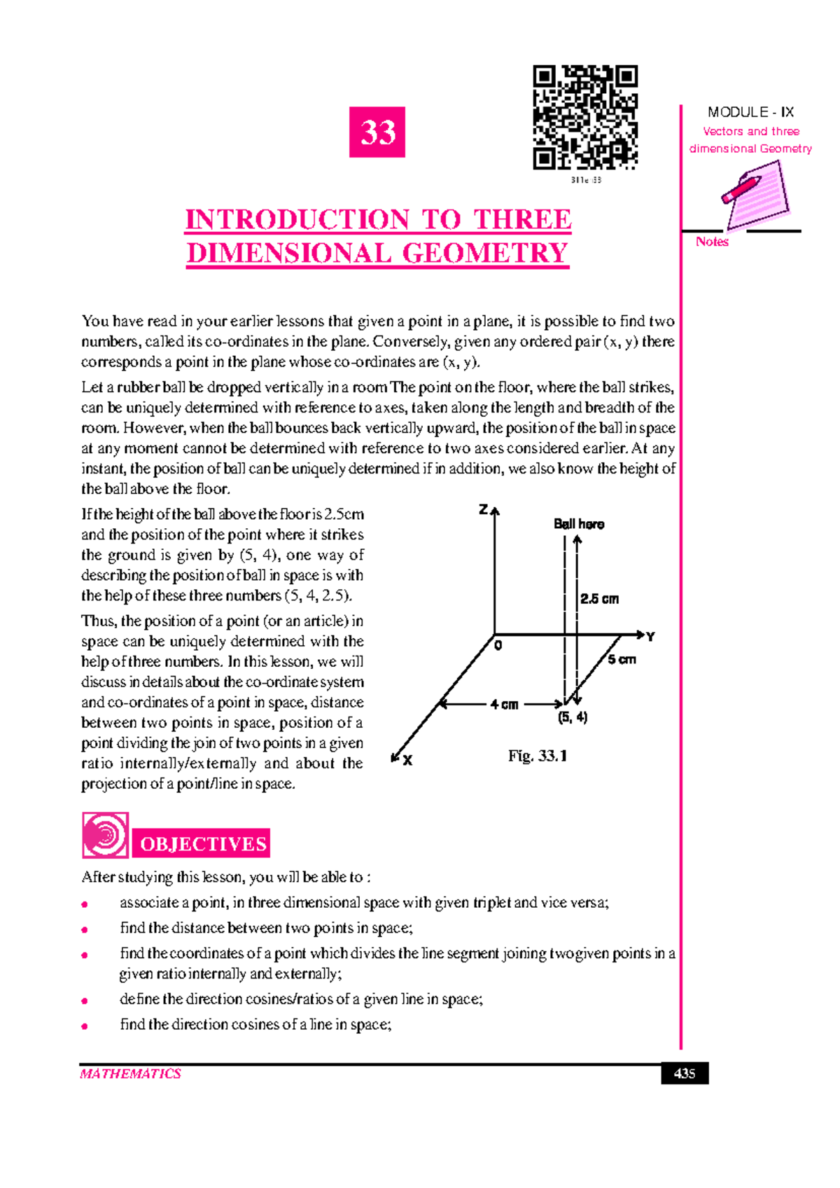 CH-33 Final Exam Notes on Three Dimensional Geometry - Studocu