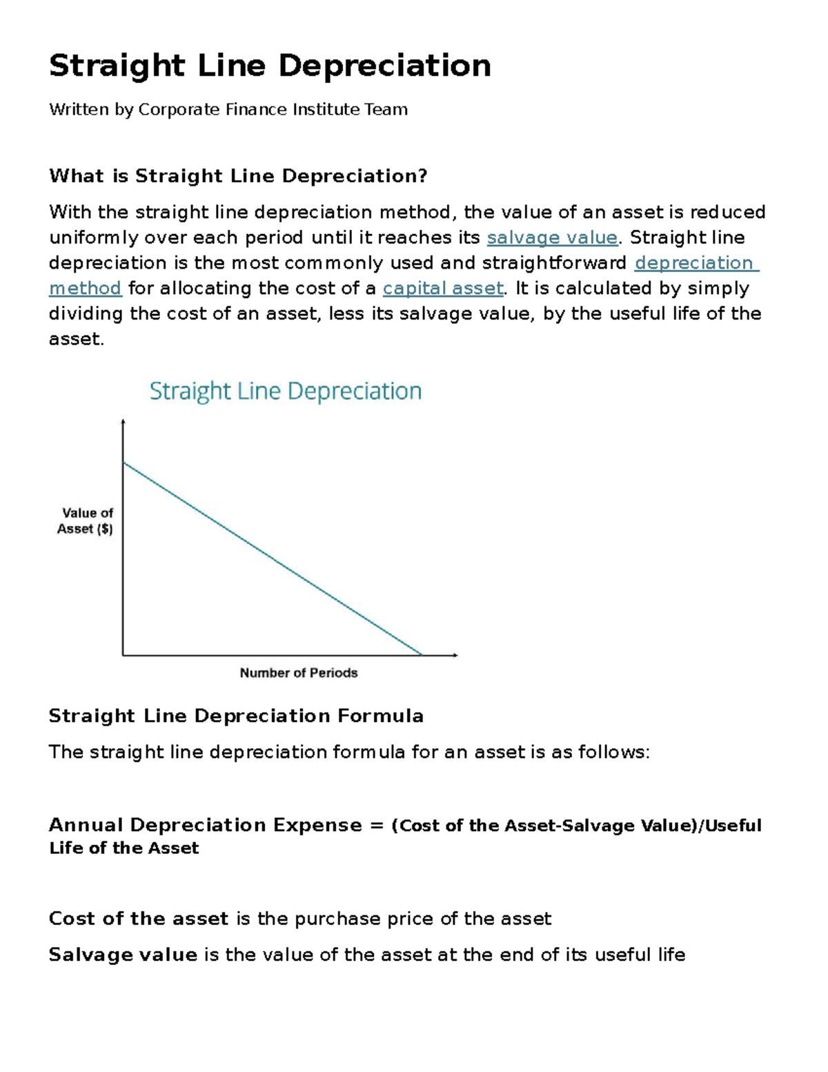 Corporate Finance 101: Understanding Straight Line Depreciation - Studocu