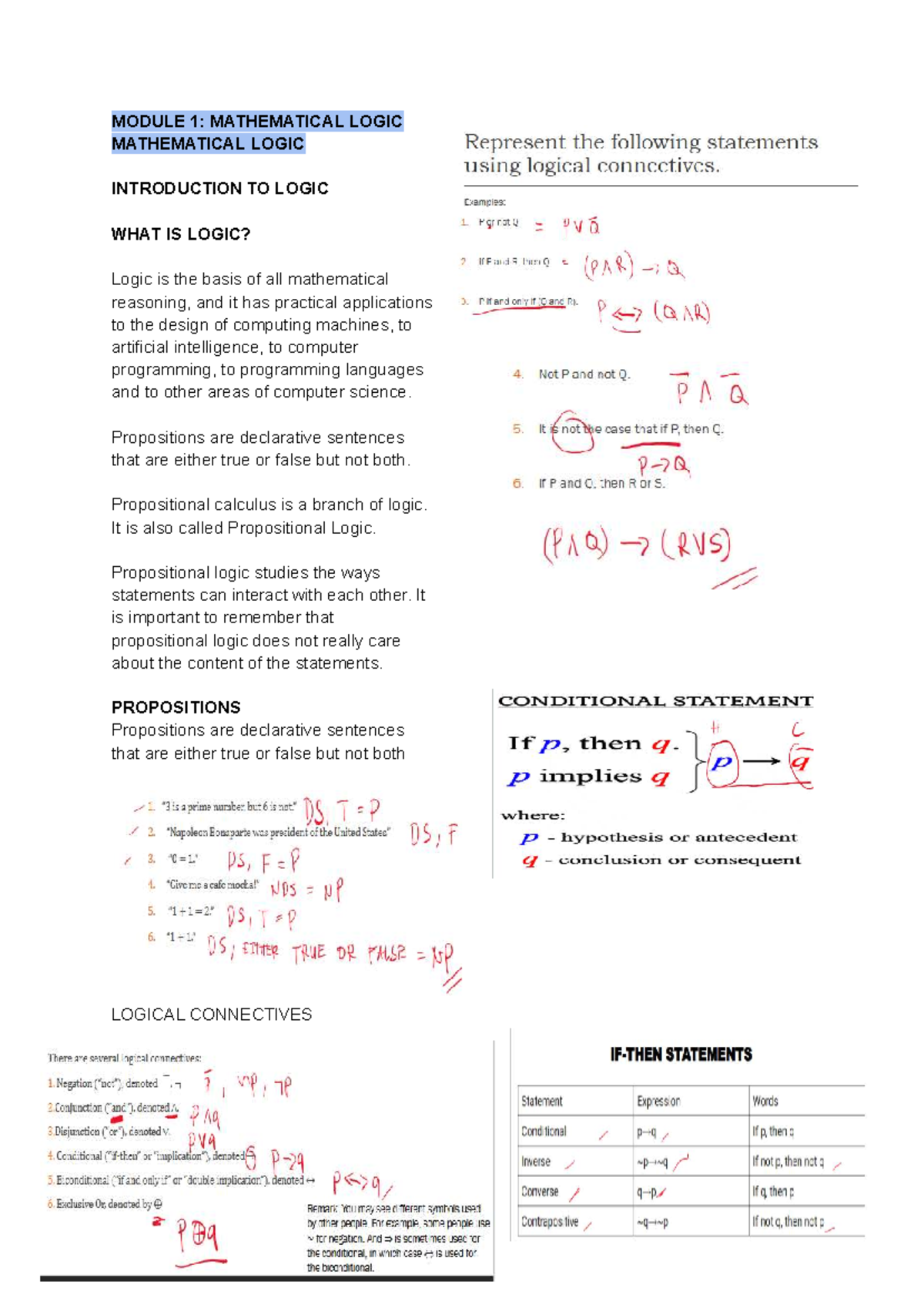 MATH 2ND SEM: Module 1 - Introduction to Mathematical Logic - Studocu