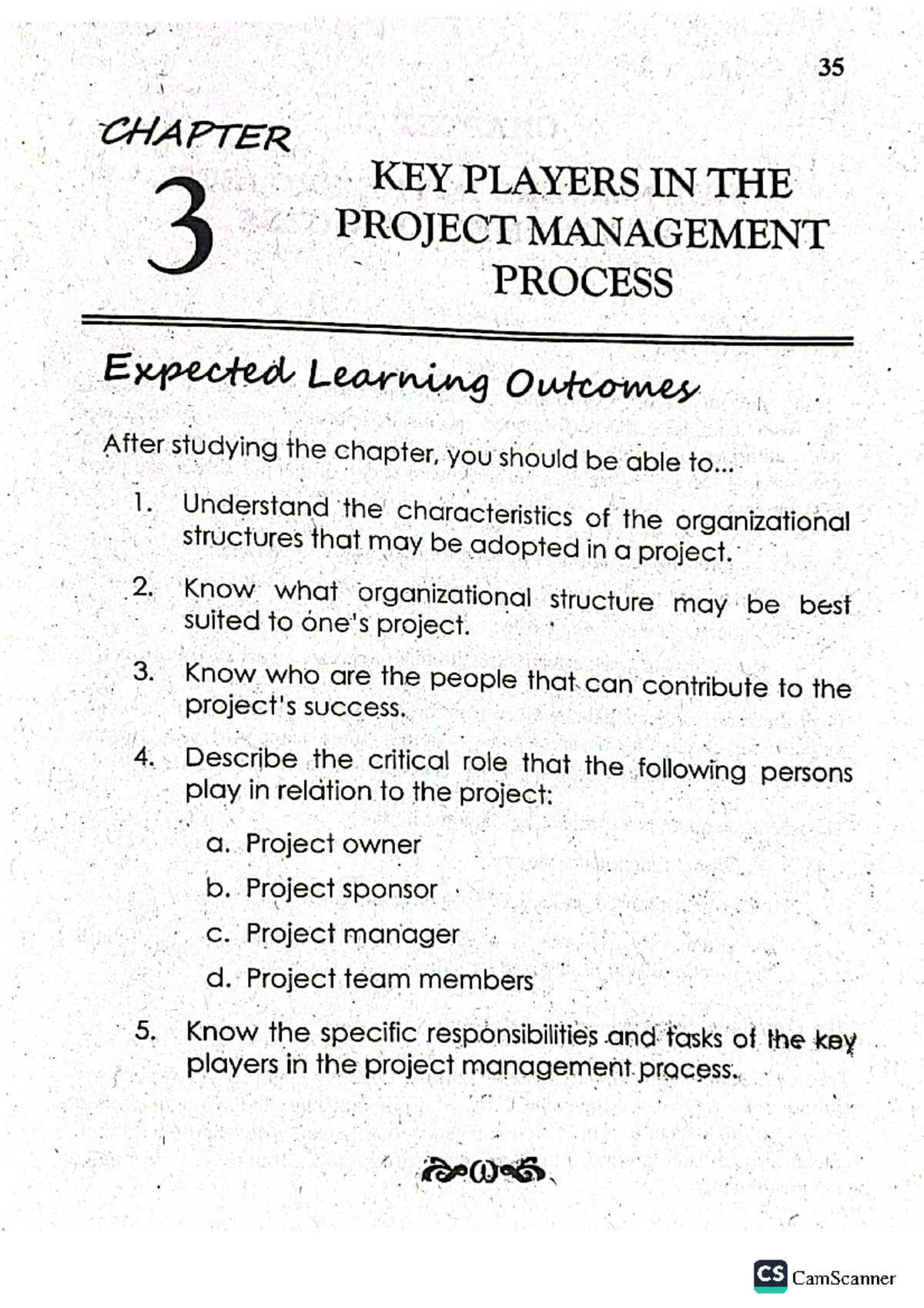 CS 35: Key Players in the Project Management Process - Chapter Insights ...