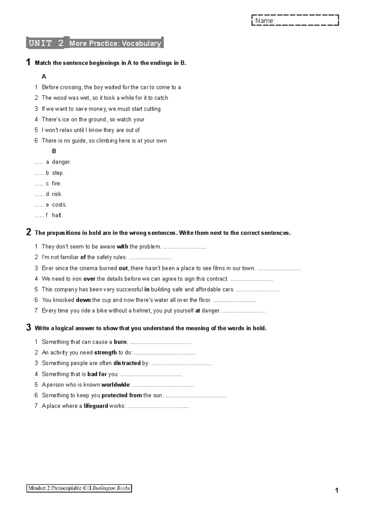 Mindset 2: Unit 2 Vocabulary & Grammar Practice - Studocu