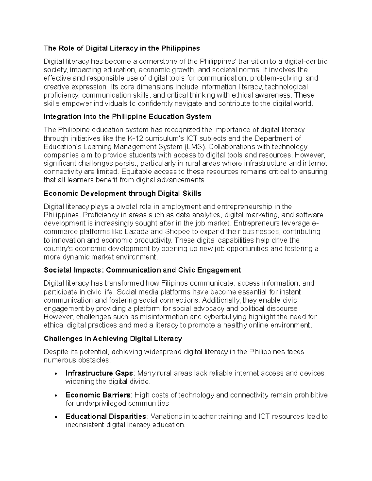 CPD Digital Literacy in the Philippines: Role, Challenges & Impacts ...