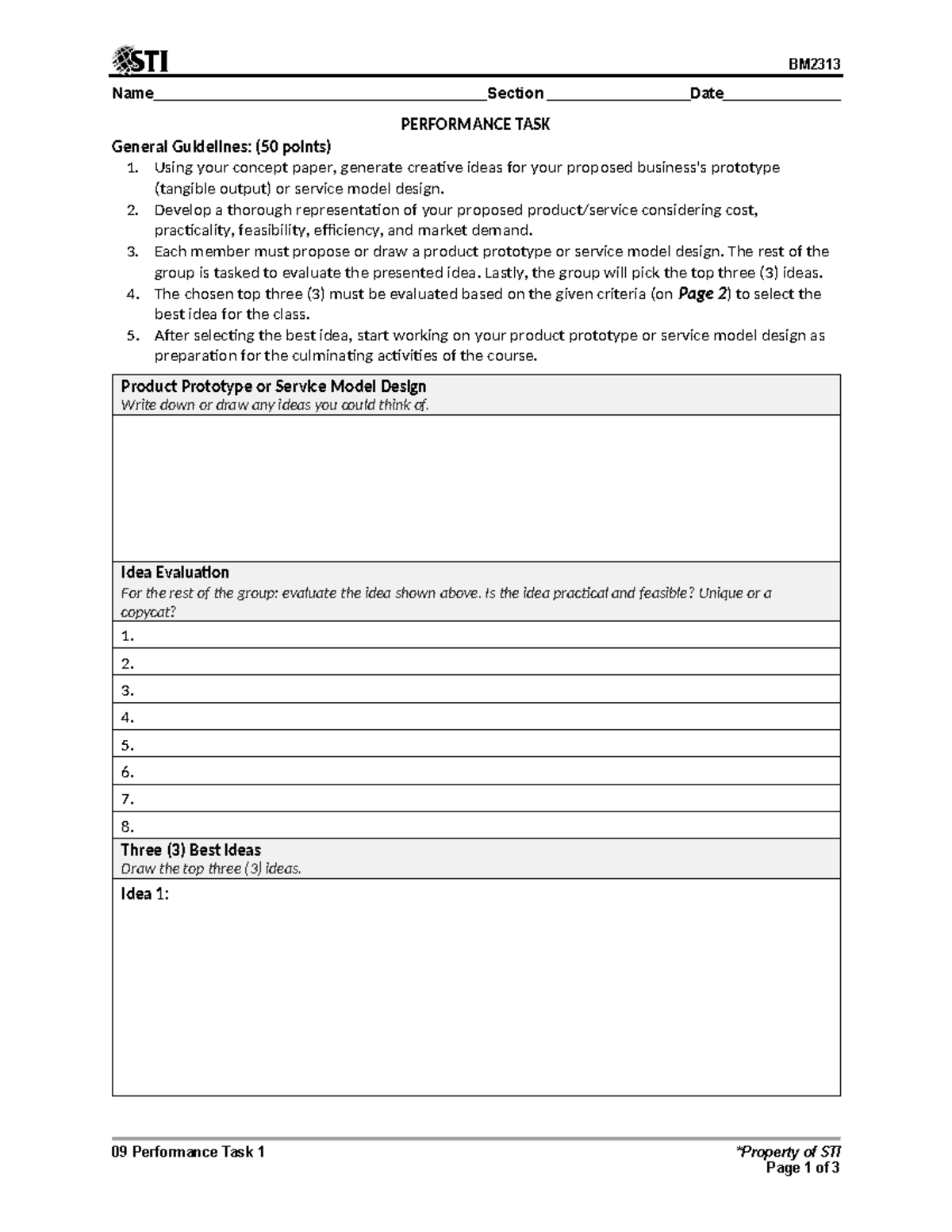 09 Performance Task 1 - BM Name Section Date 09 Performance Task 1 ...