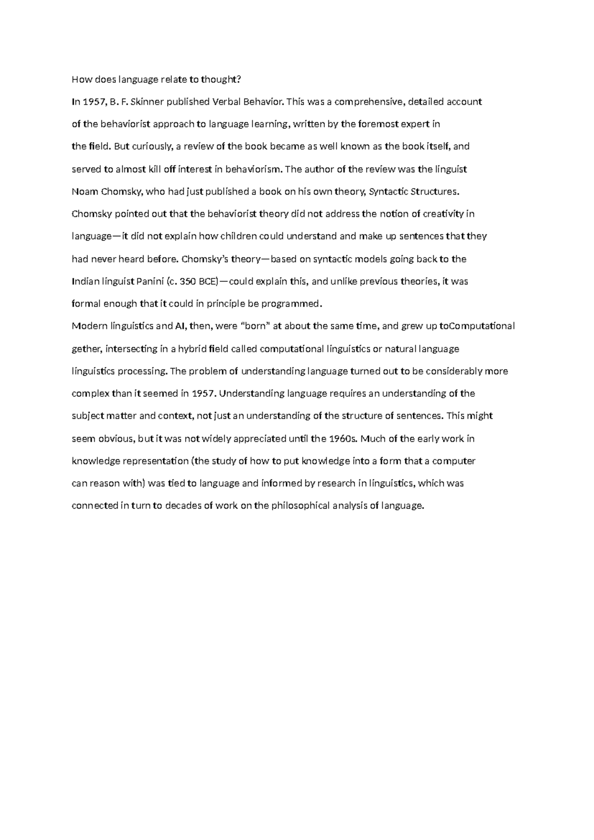 Unit 1 - Lecture Notes on Language and Thought Relations - Studocu