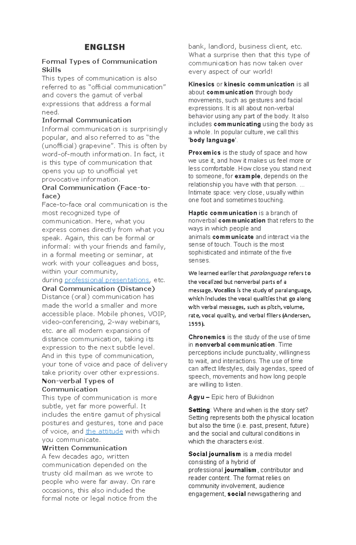 ENGLISH 101: Comprehensive Guide to Formal Communication Skills - Studocu
