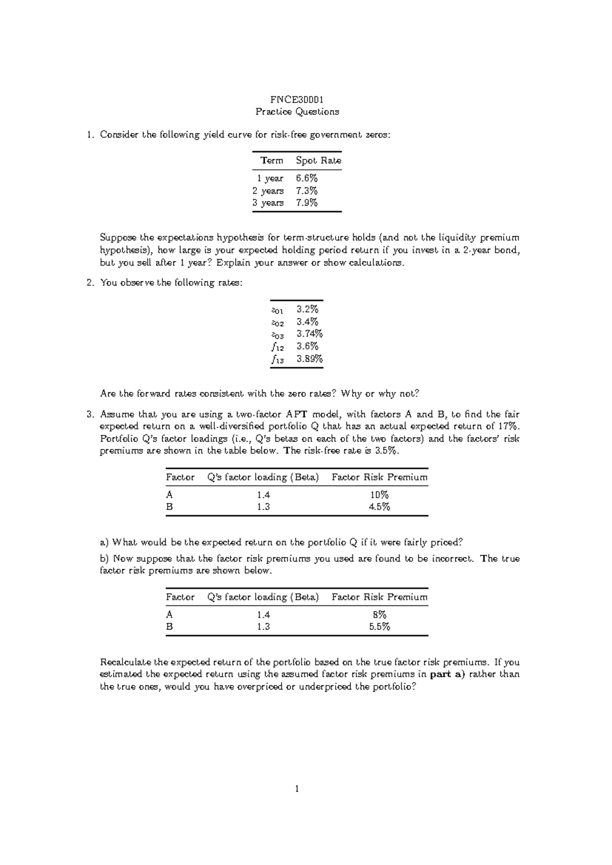Final Practice Questions for Finance 101 - Studocu