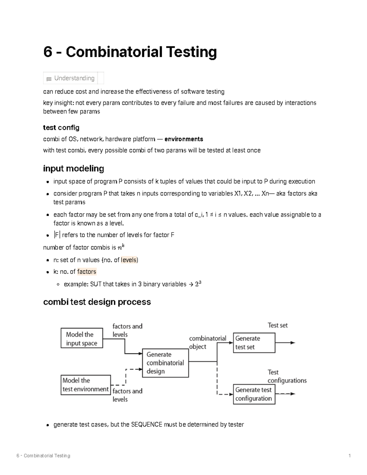 6 Combinatorial Testing Notes - 6 - Combinatorial Testing Understanding ...