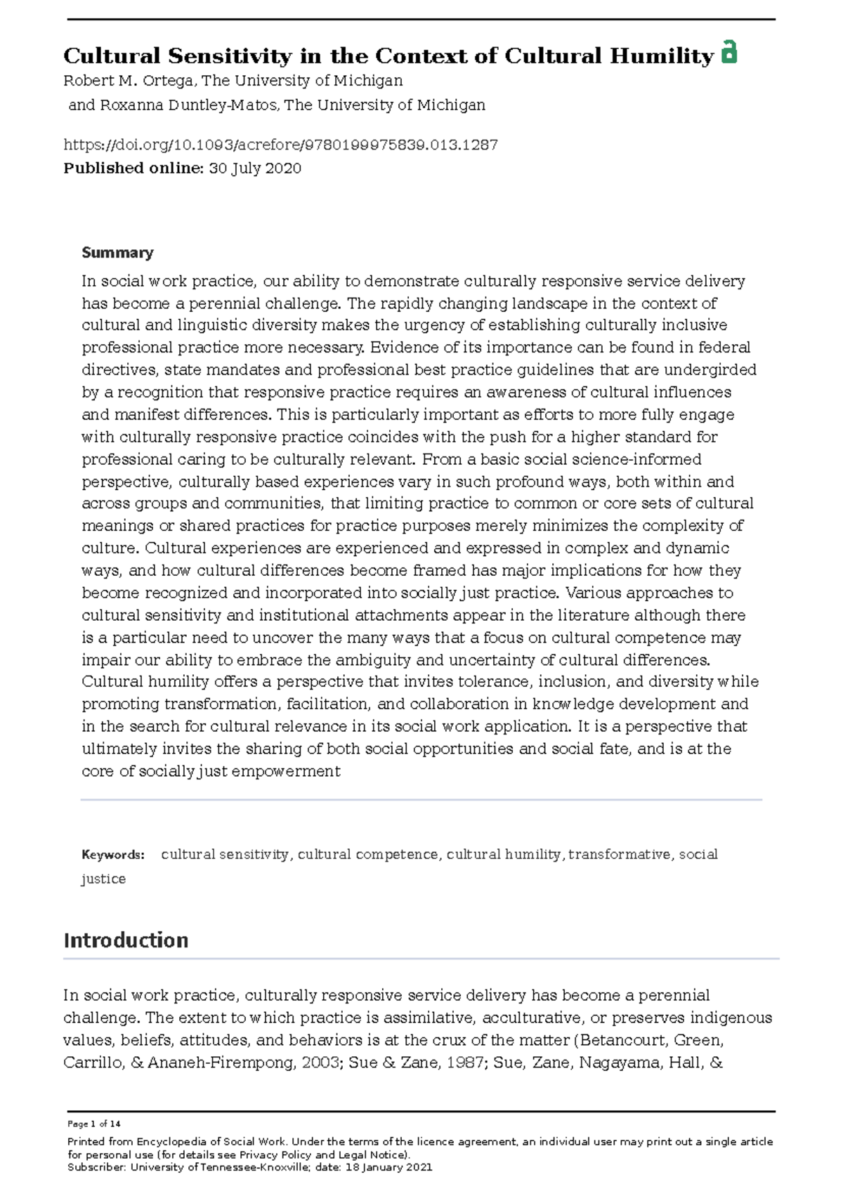 Cultural Sensitivity in Context of Cultural Humility - Page 1 of 14 ...