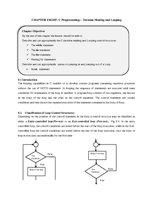 Chapter FOUR - Introduction to C programming - CHAPTER FOUR: C ...