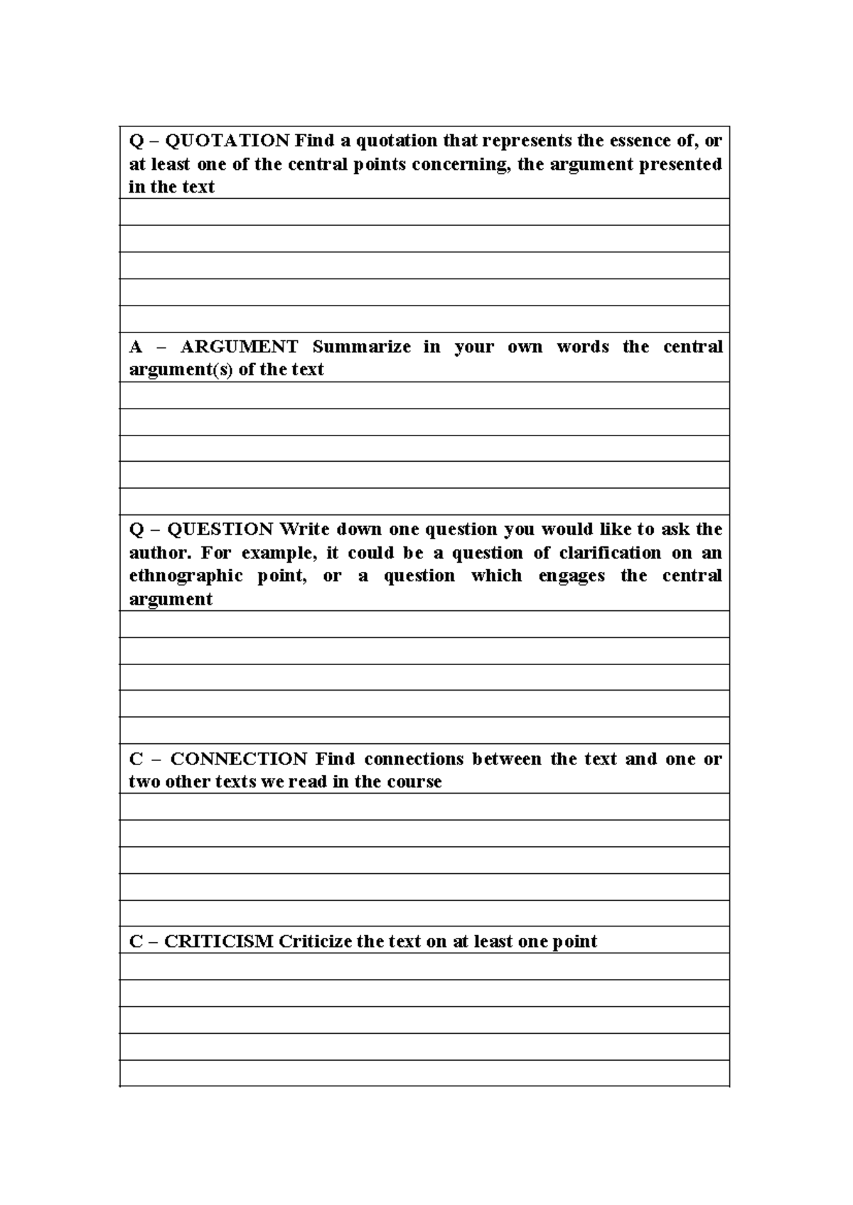 Qaqcc - Use for summarising your readings - Q – QUOTATION Find a ...