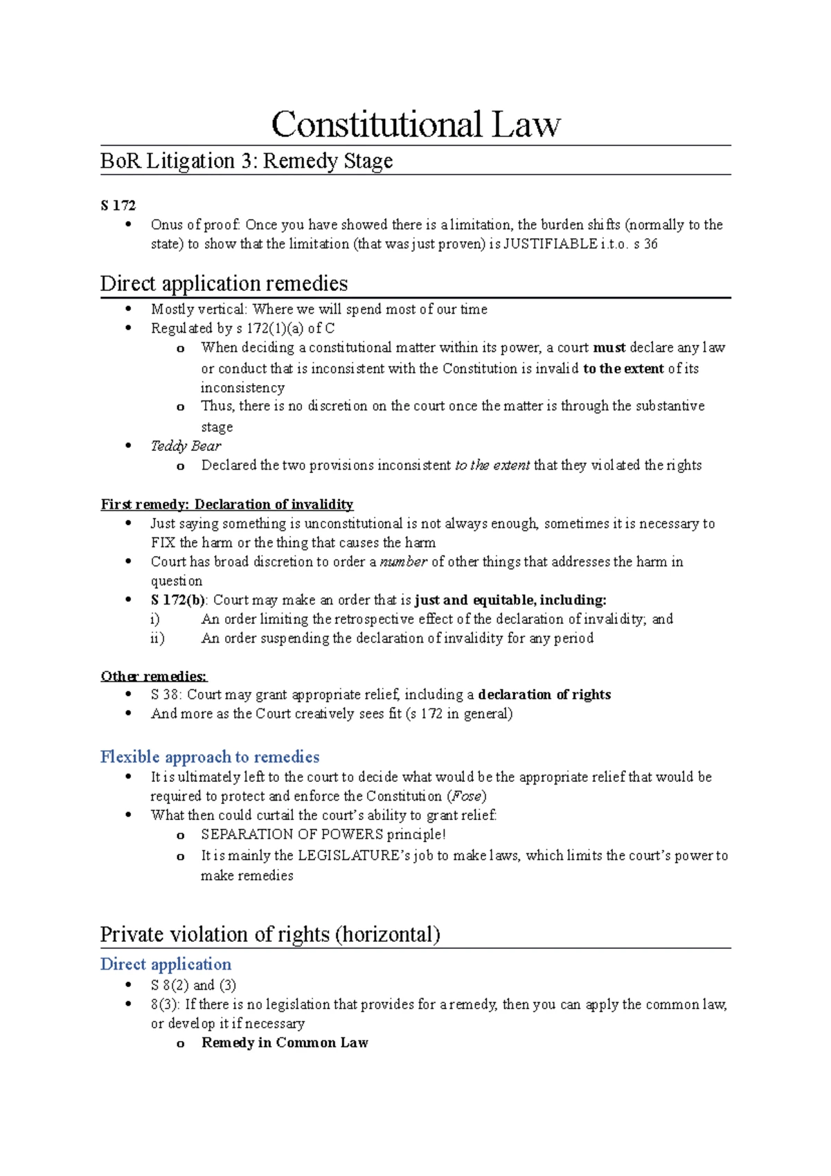 Final Exam Study Notes: SA Bill of Rights Litigation (COURSE_CODE ...