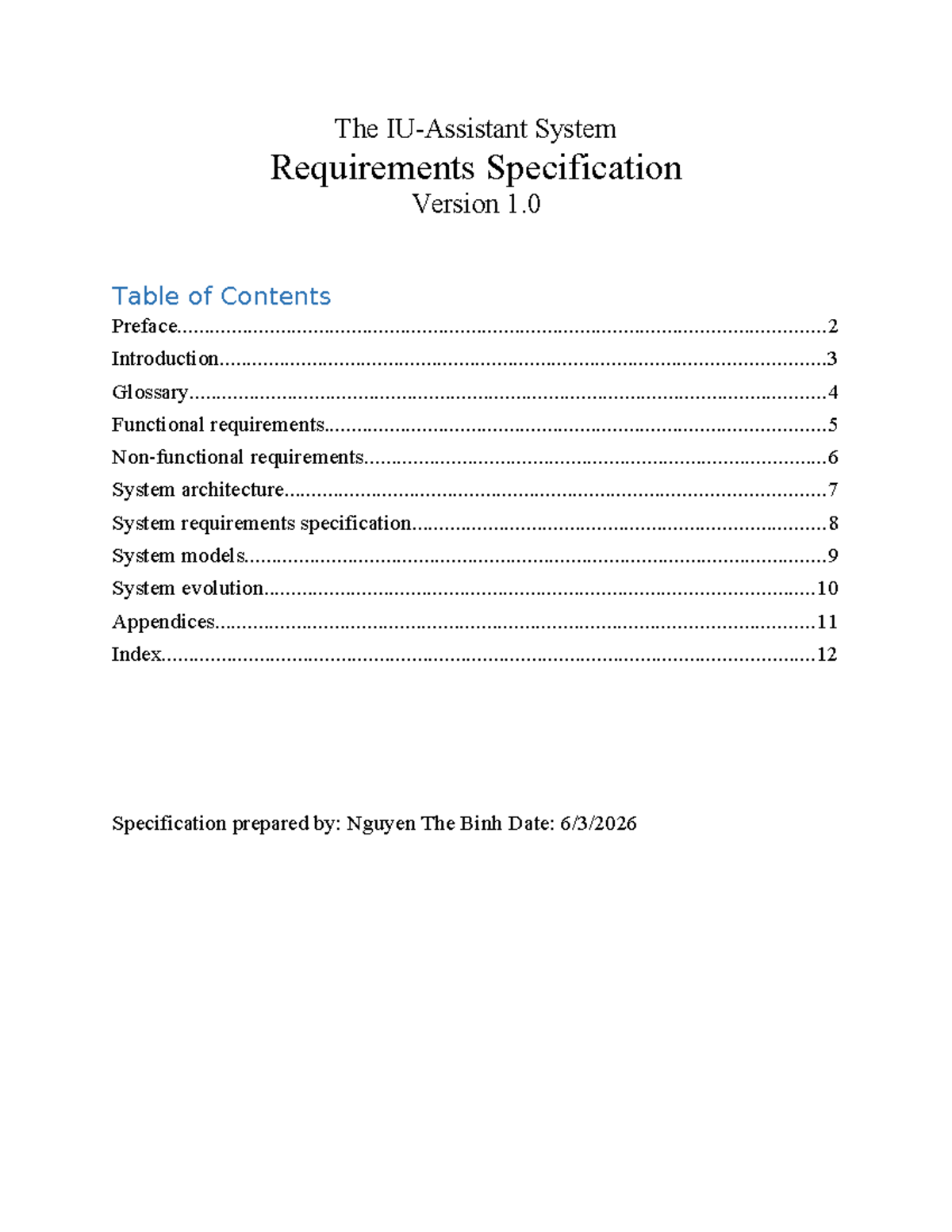 Requirements Specification Document - Version 1.0 - Studocu
