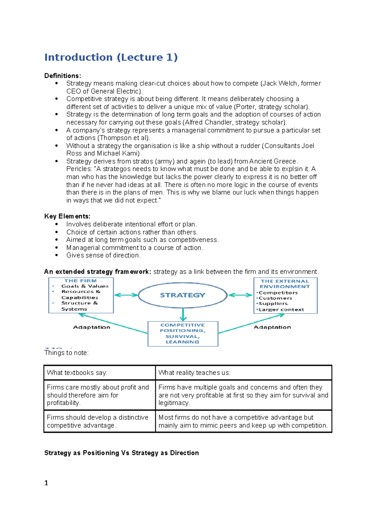 Strategic Management Lecture Notes (Course Code: STR101) - Studocu