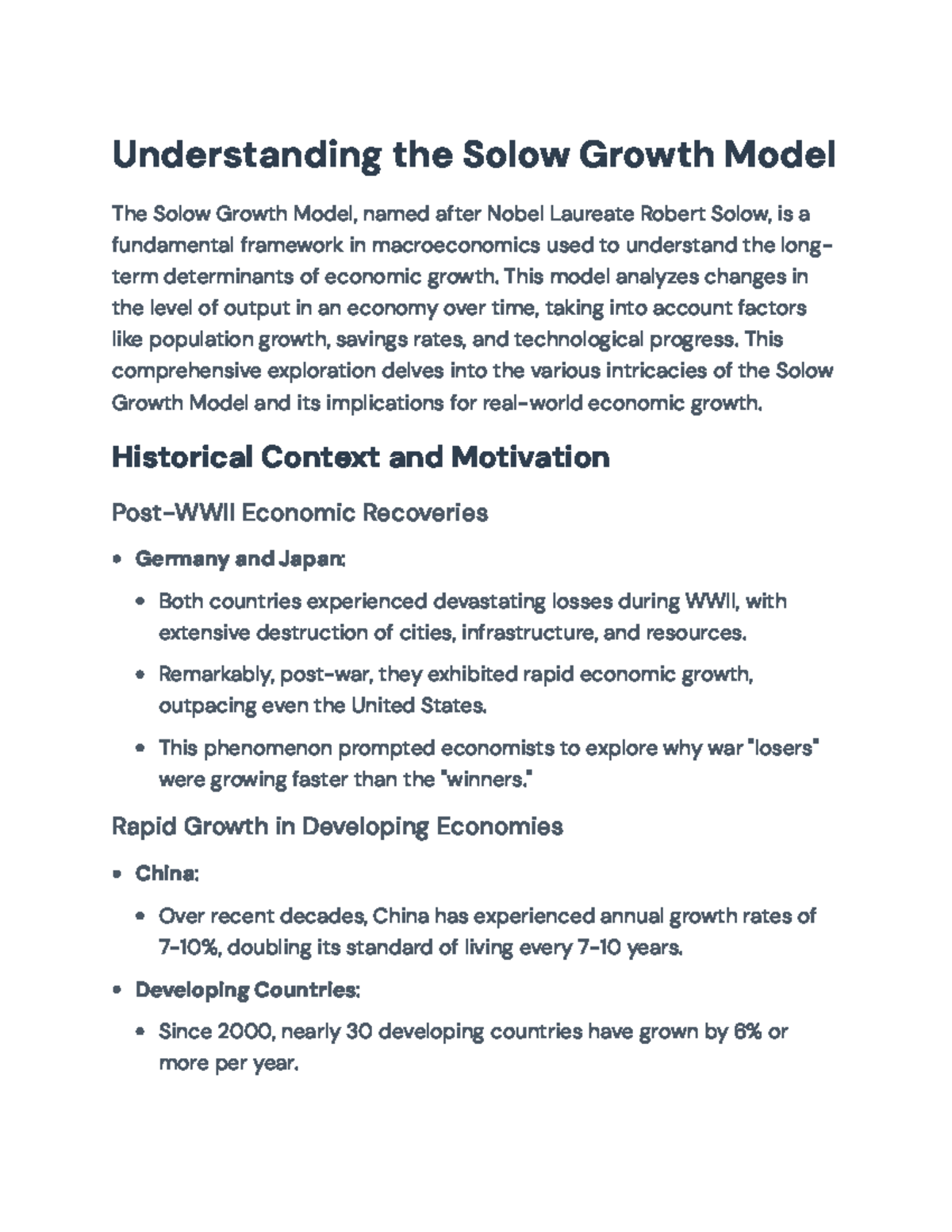 Understanding the Solow Growth Model: Key Insights and Implications ...
