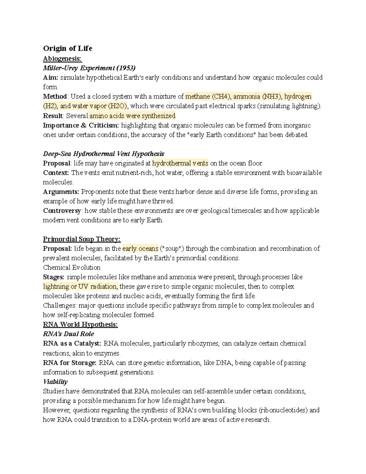 BIOL 215 Final Exam Study Guide: Origin of Life & Early Life Diversity ...